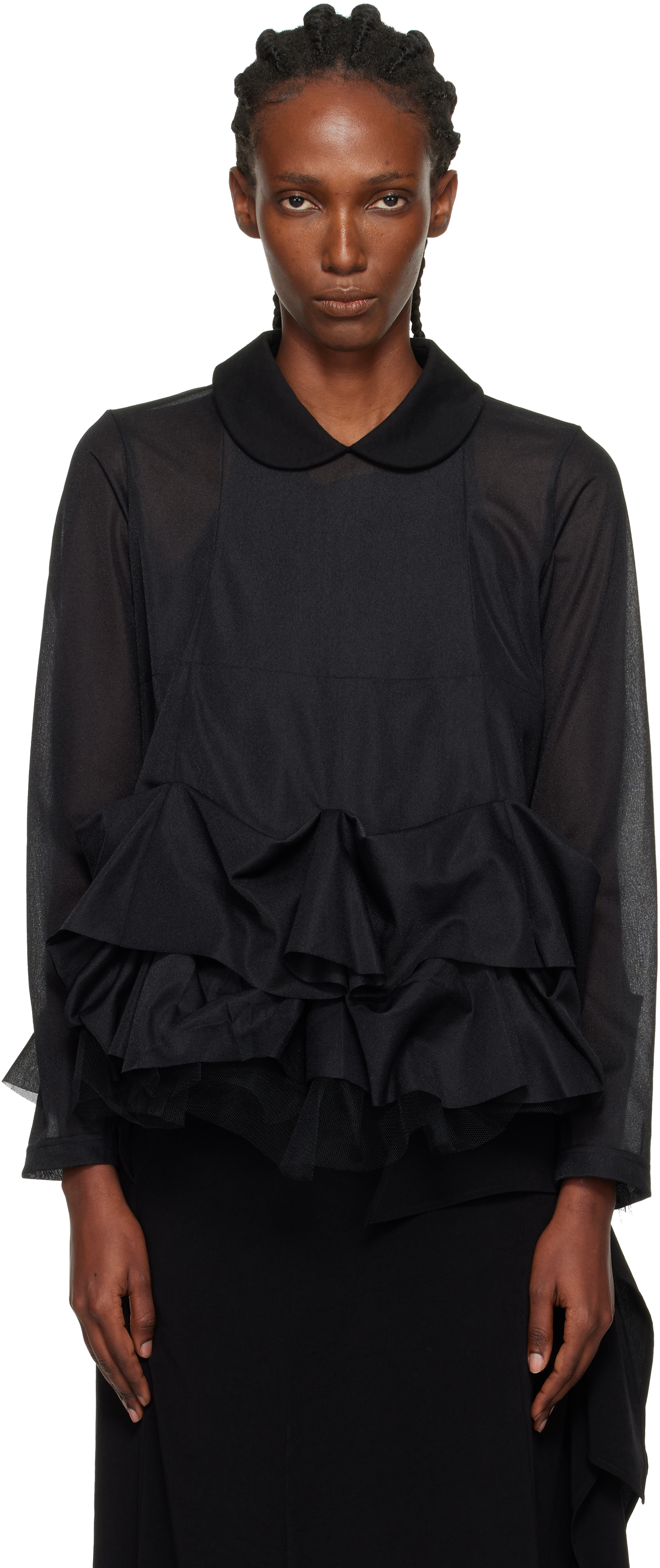 Tao Comme Des Garçons Black Tiered Blouse In Black