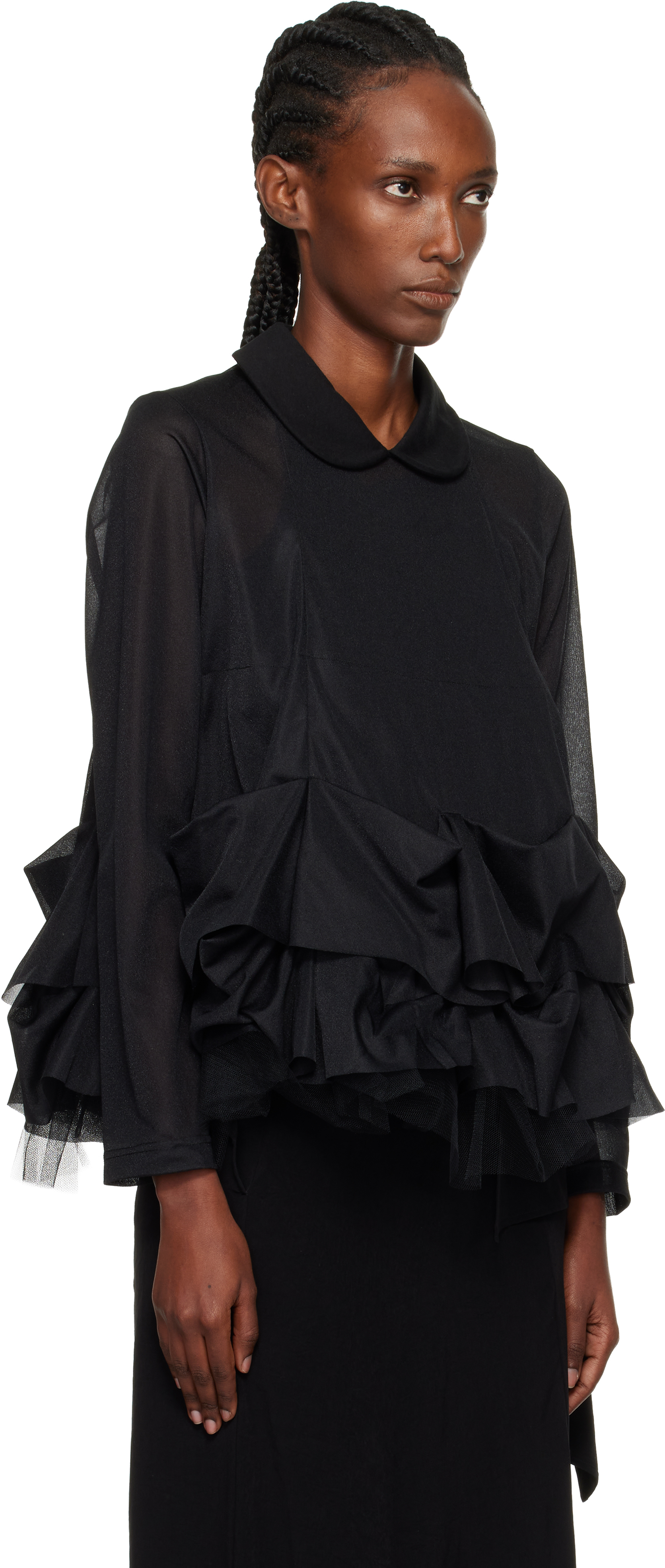 Tao Comme Des Garçons Black Tiered Blouse In Black