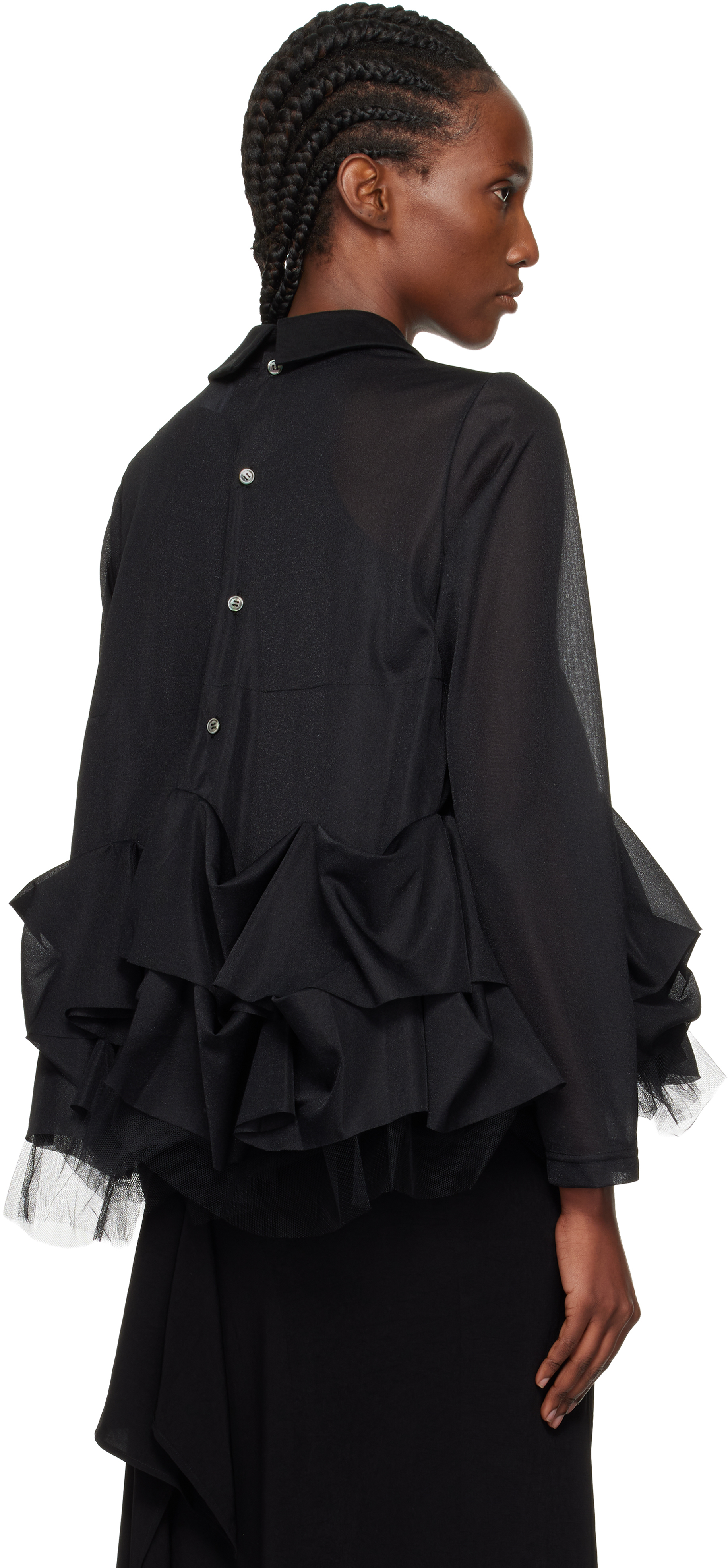 Tao Comme Des Garçons Black Tiered Blouse In Black
