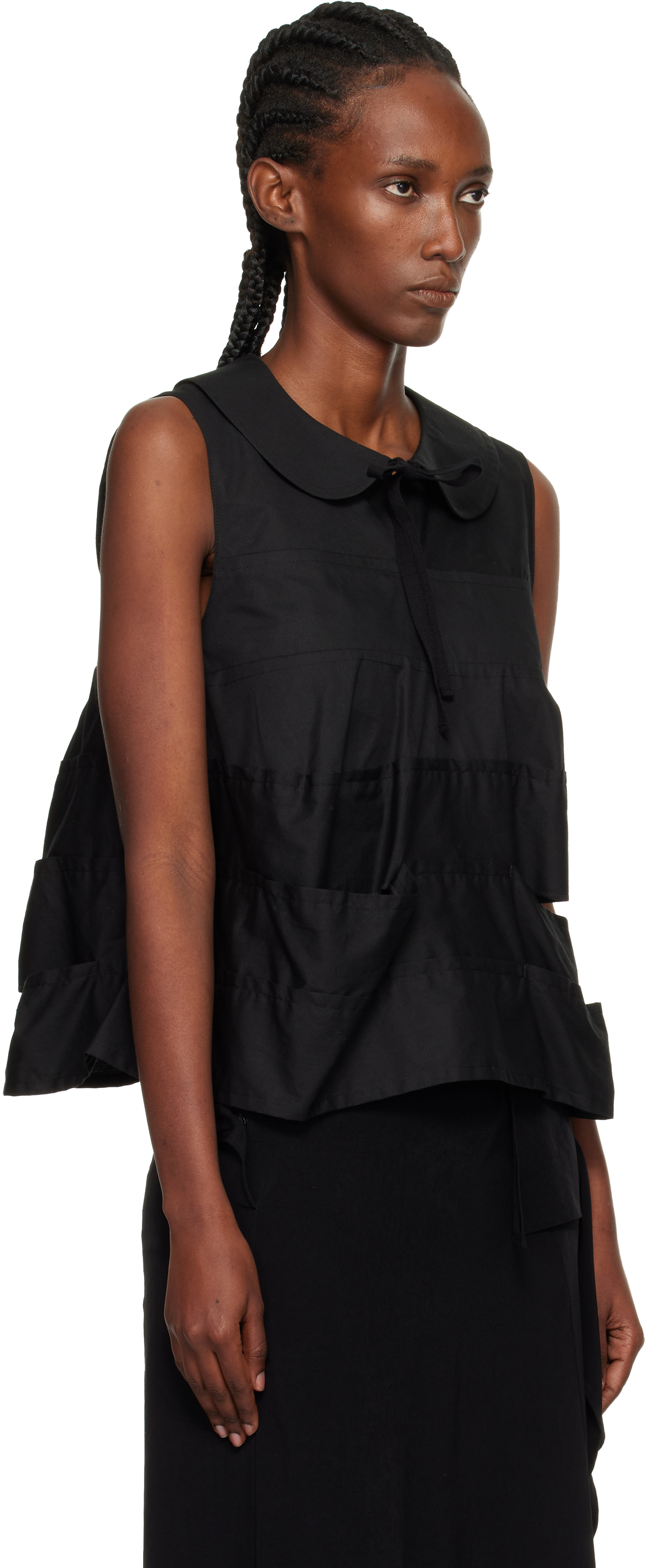 Tao Comme Des Garçons Black Cotton Broad Top In Black