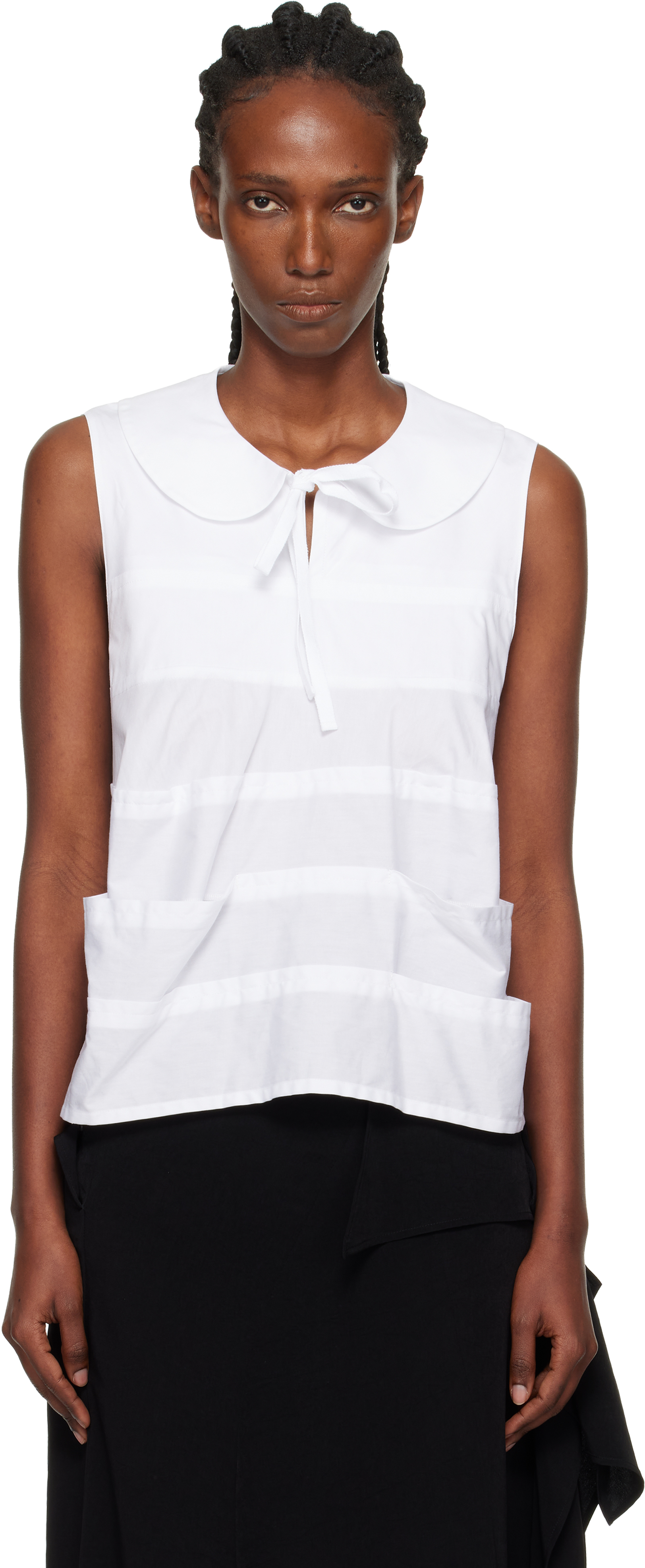 Tao Comme Des Garçons White Cotton Broad Top In White