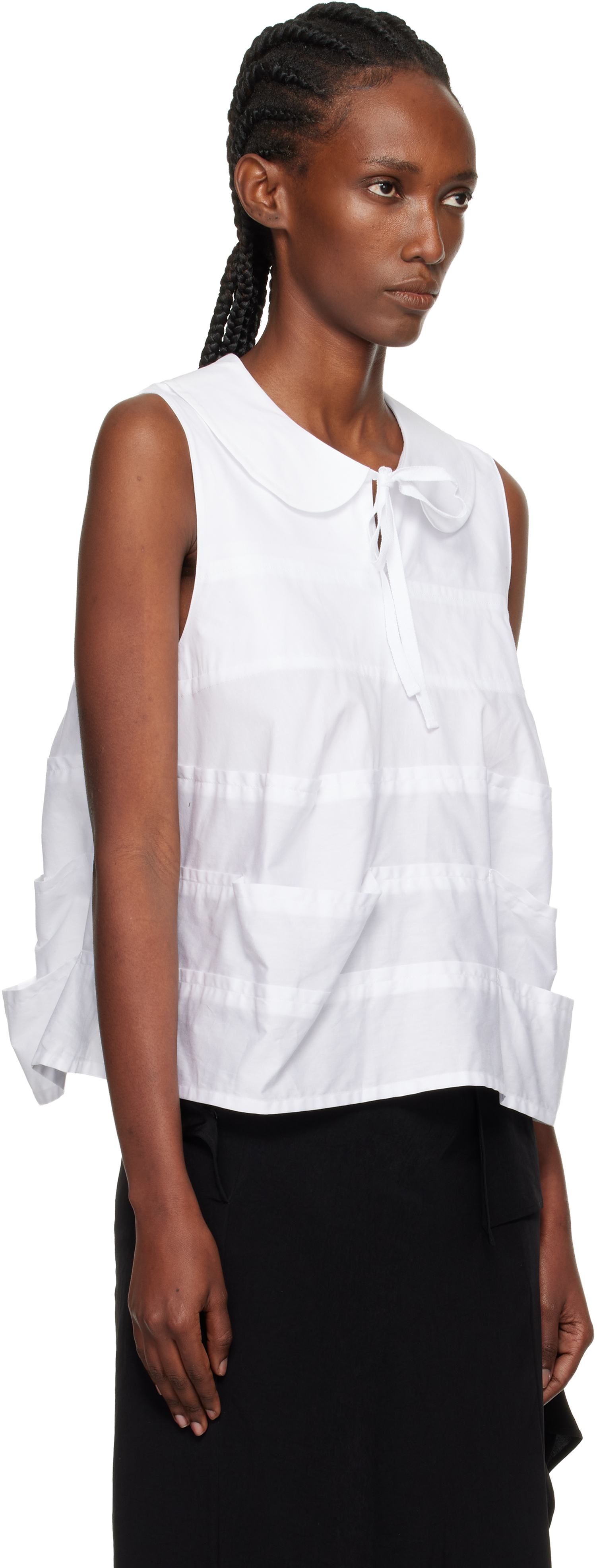 Tao Comme Des Garçons White Cotton Broad Top In White