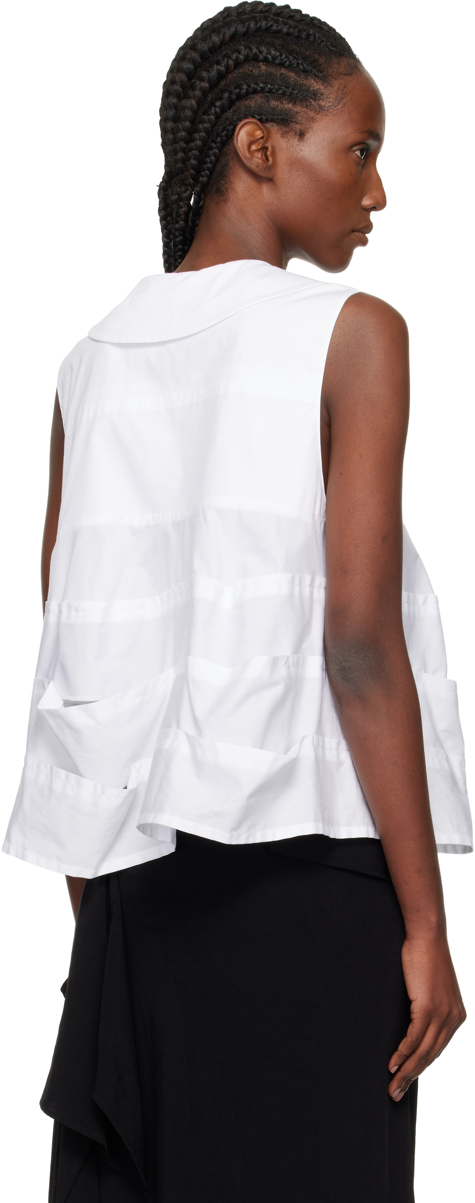 Tao Comme Des Garçons White Cotton Broad Top In White