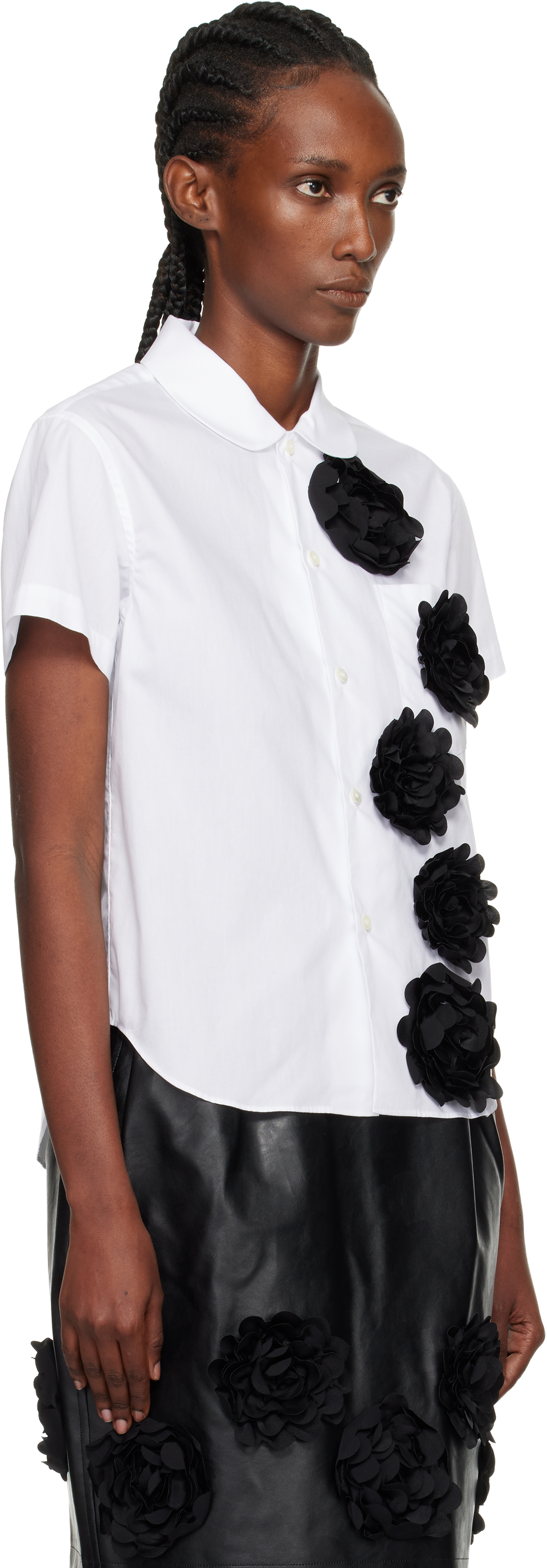 Tao Comme Des Garçons Black Flower Cotton Shirt In Multi