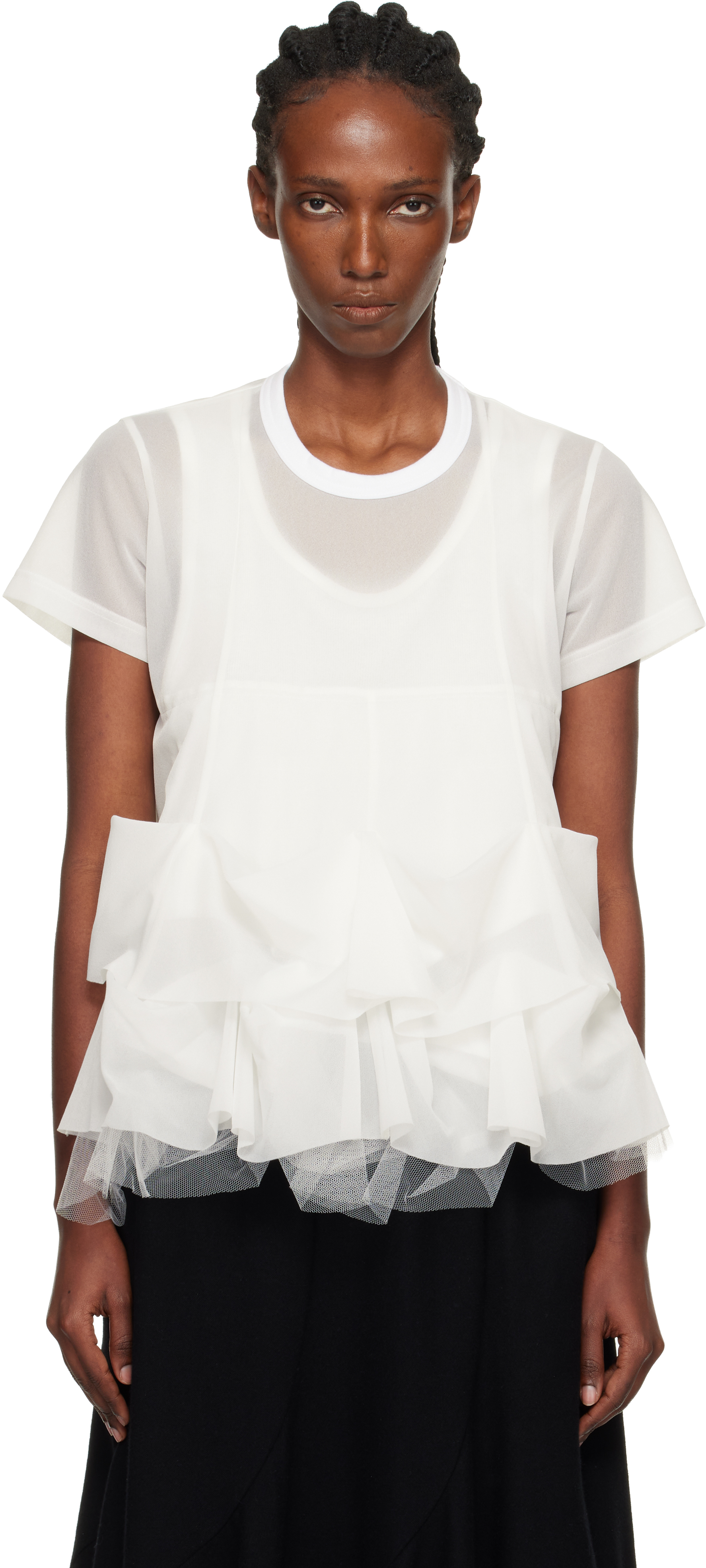 Tao Comme Des Garçons White Tiered T-shirt In White