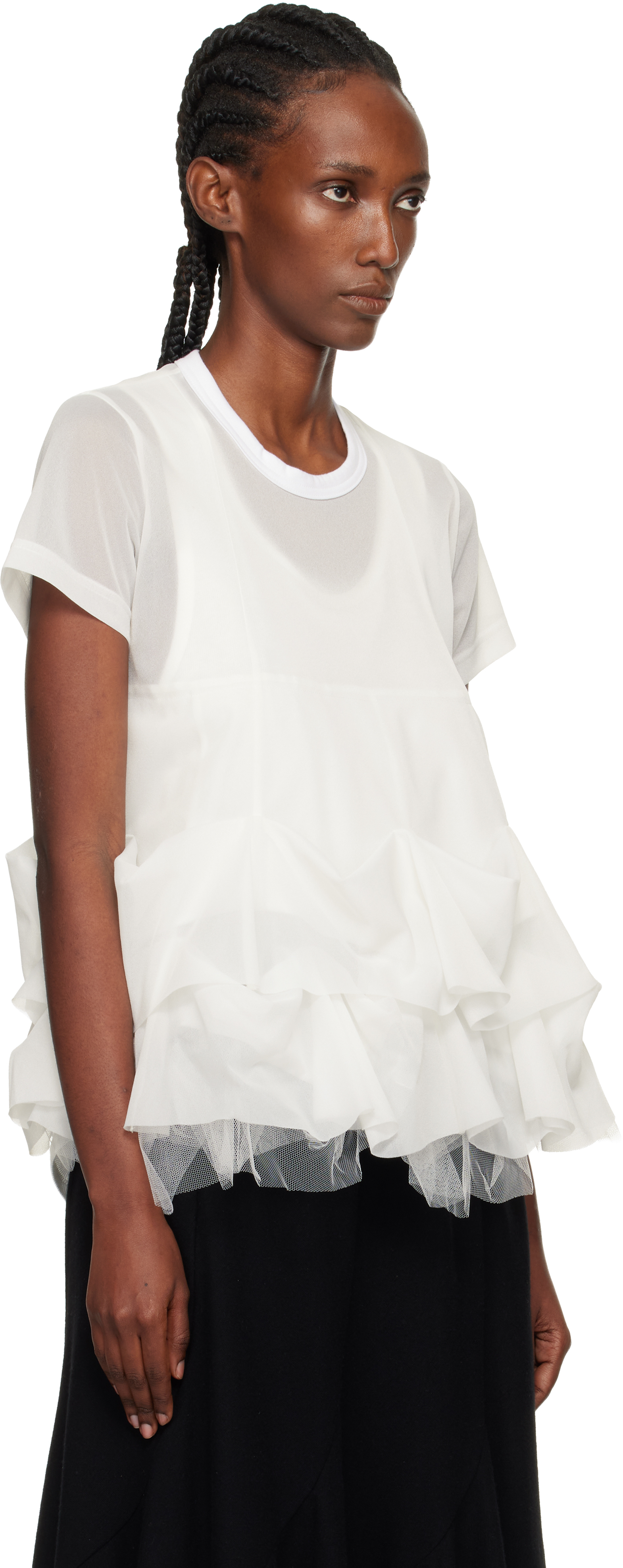Tao Comme Des Garçons White Tiered T-shirt In White