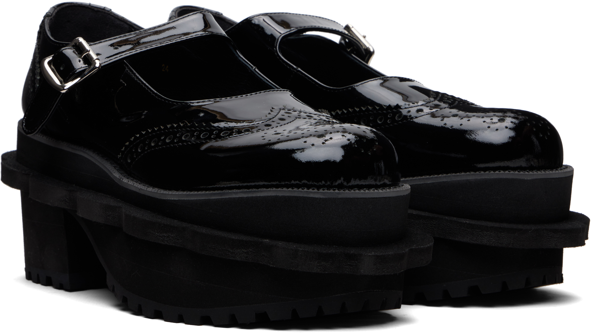 Tao Comme Des Garçons Black Platform Ballerina Flats In Black