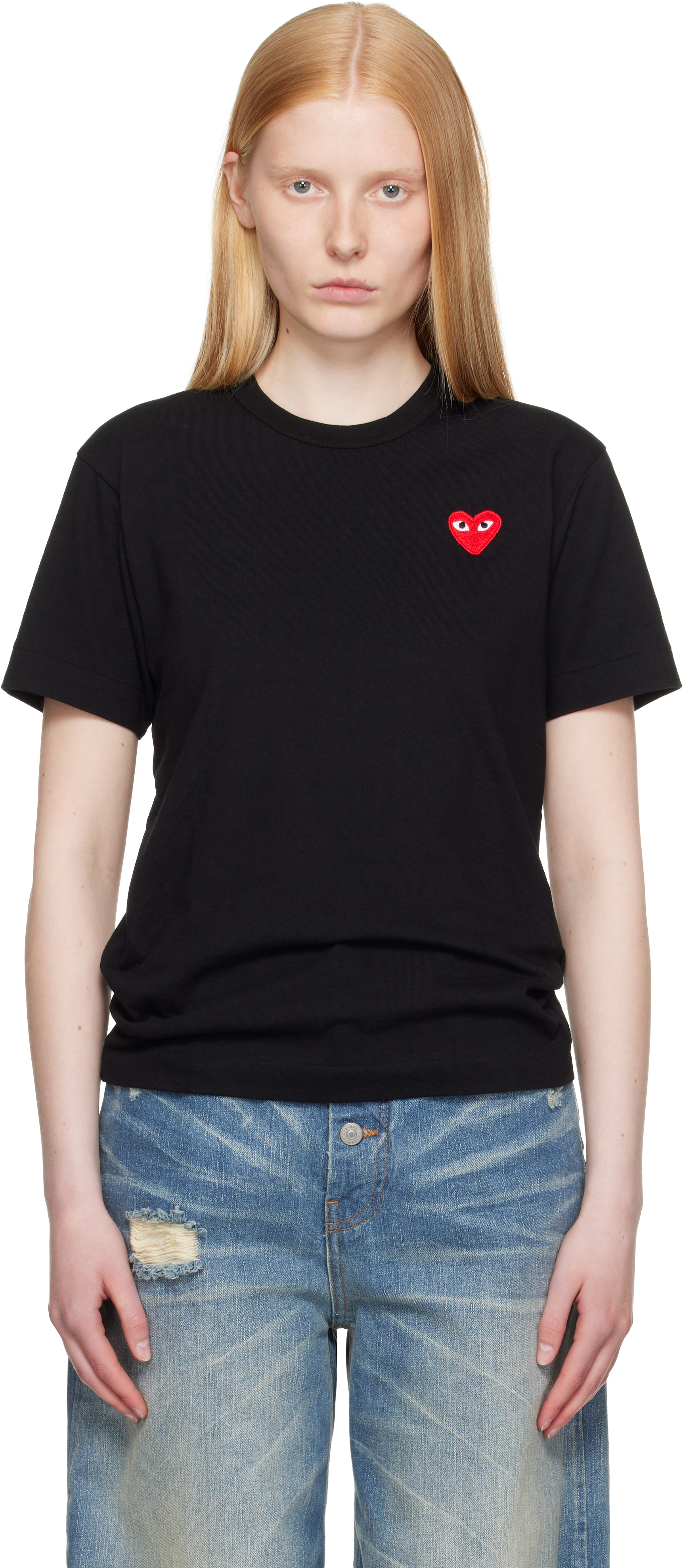 COMME des GARÇONS PLAY Black Men's Fit Red Heart T-shirt