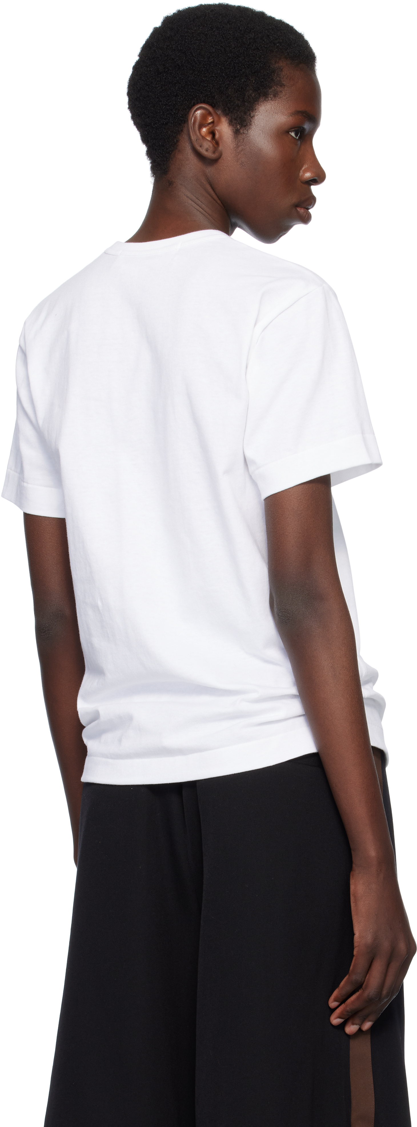 Comme Des Garçons Play White Metal Stone Emblem Black Heart T-shirt