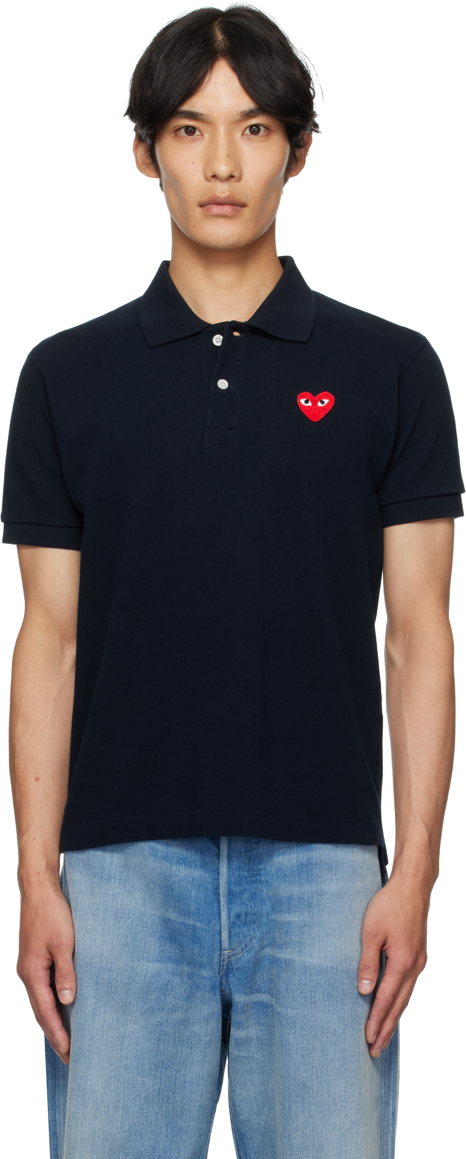 COMME des GARÇONS PLAY Navy Heart Patch Polo