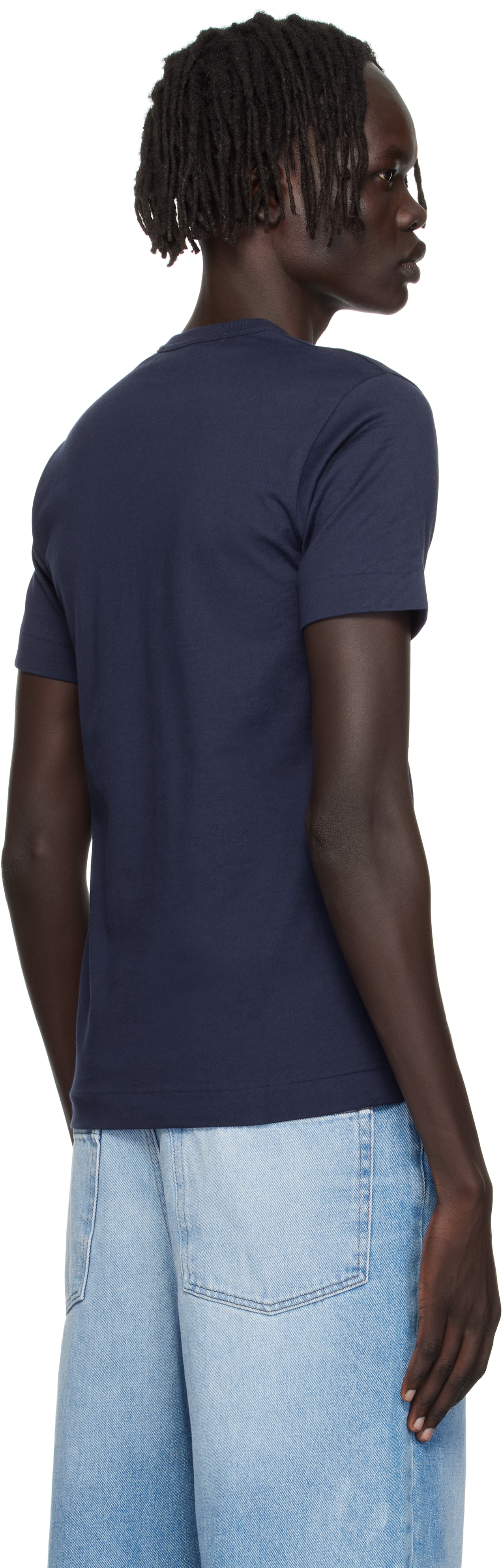 Comme Des Garçons Play Navy Heart Patch T-shirt In Blue