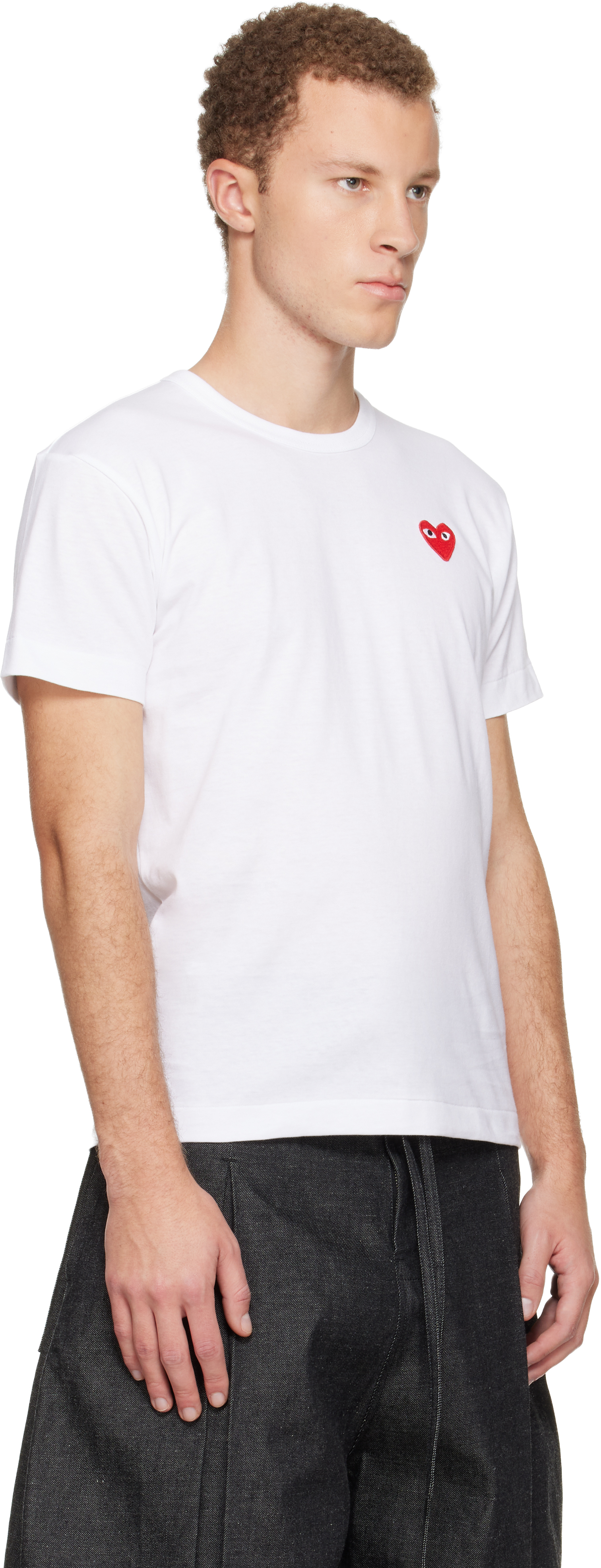 Comme Des Garçons Play Comme Des Garcons Play Mens Red Heart Logo T-shirt In White