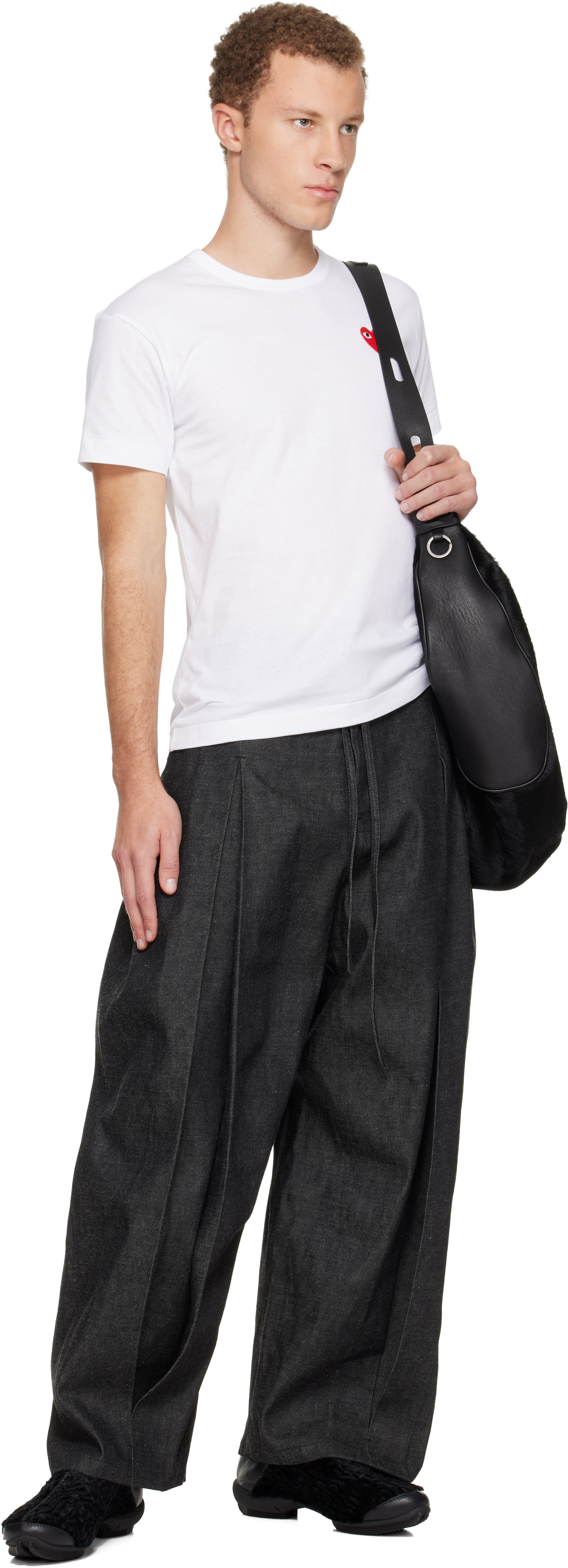 Comme Des Garçons Play Comme Des Garcons Play Mens Red Heart Logo T-shirt In White