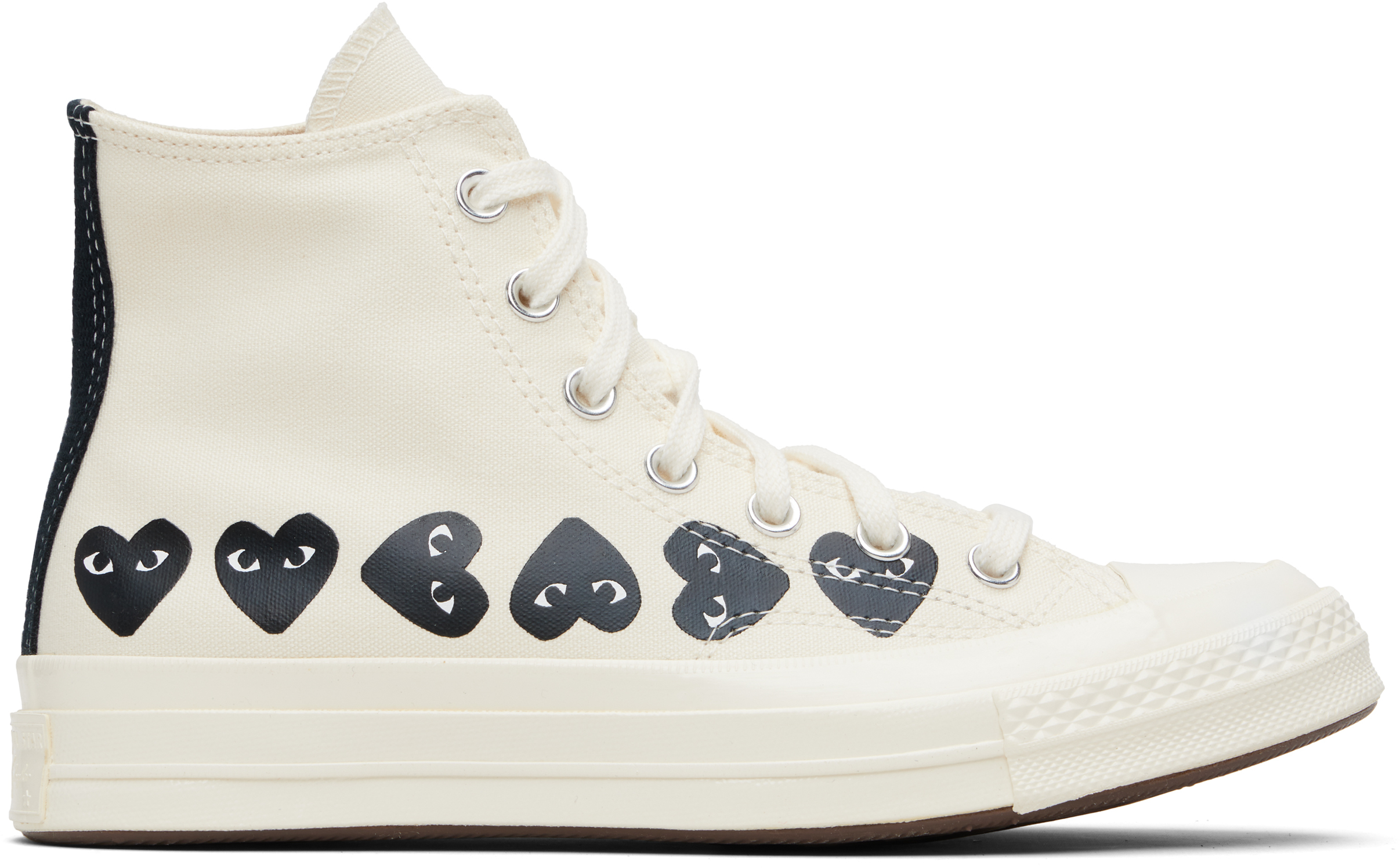 COMME des GARÇONS PLAY: Beige Converse Edition Multi Heart COMME des GARÇONS PLAY: Beige Converse Edition Multi Heart