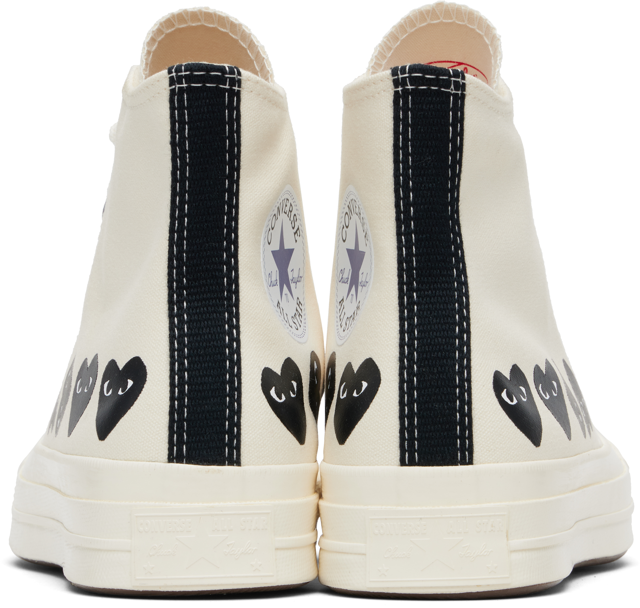 Comme Des Garçons Play Beige Converse Edition Multi Heart Sneakers In White