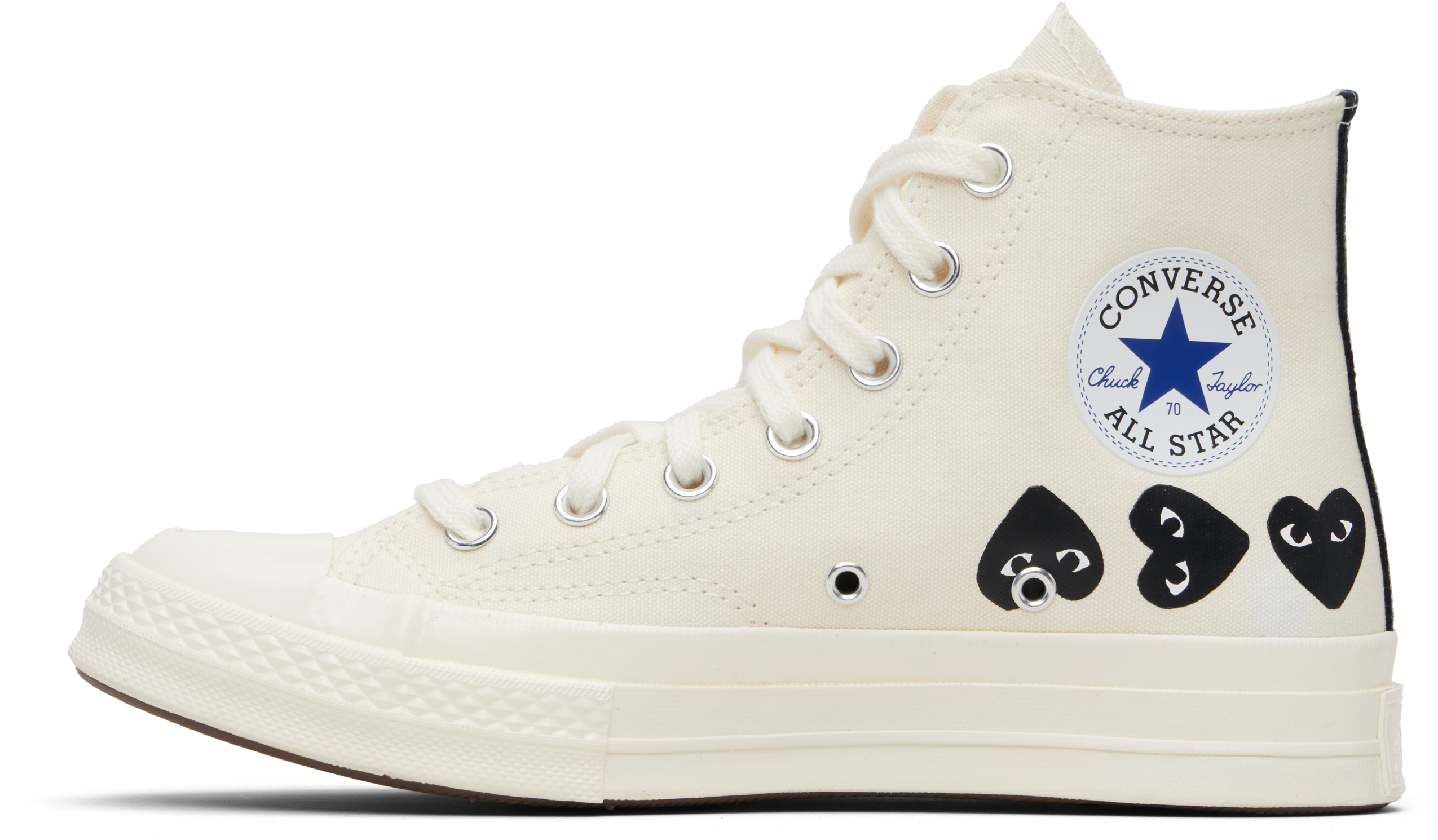 Comme Des Garçons Play Beige Converse Edition Multi Heart Sneakers In White