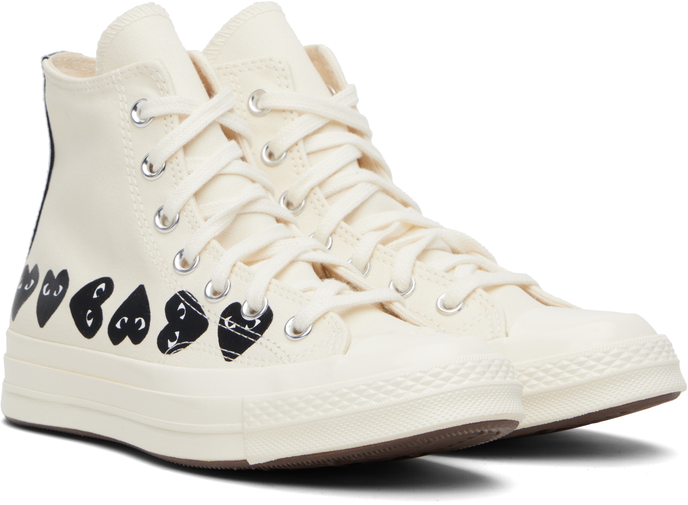 Comme Des Garçons Play Beige Converse Edition Multi Heart Sneakers In White