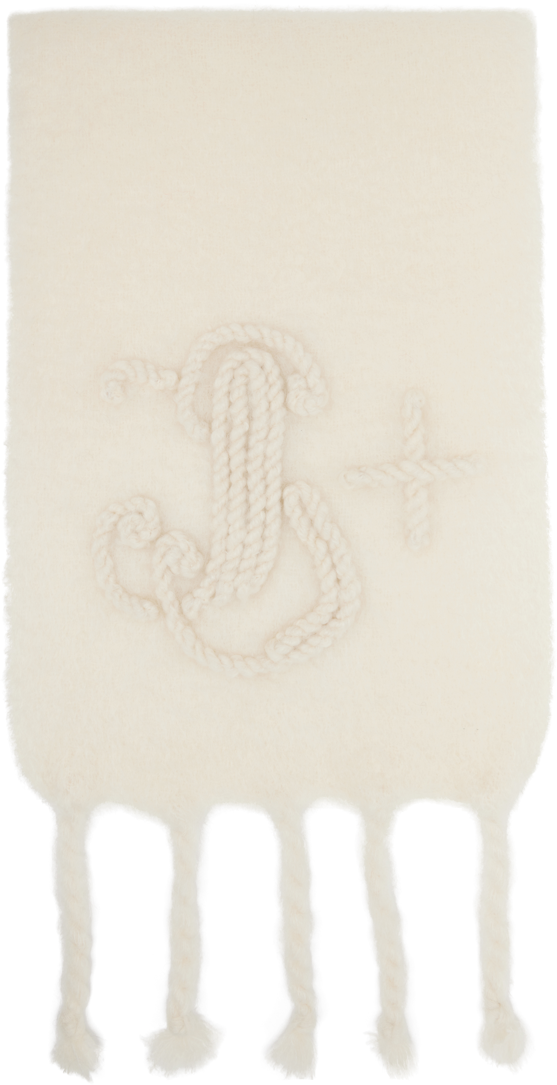 Jil Sanderのオフホワイト モヘア マフラーがセール中