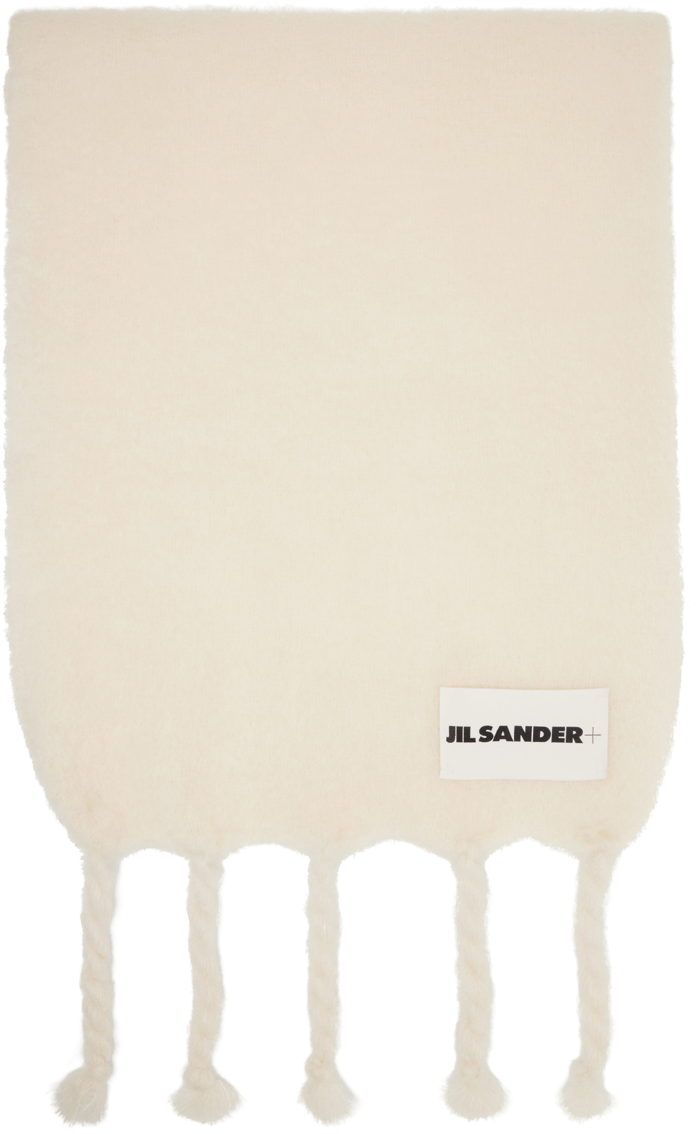 Jil Sander Off-white Wide Wool Blend Scarf