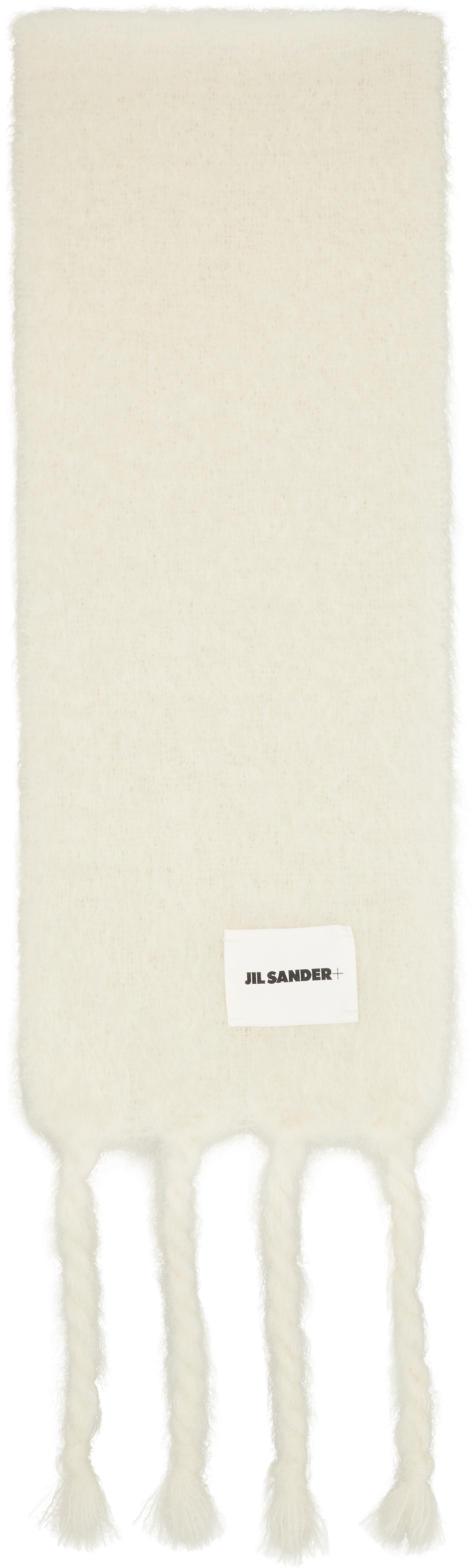 Jil Sander Off-white Slim Wool Blend Scarf