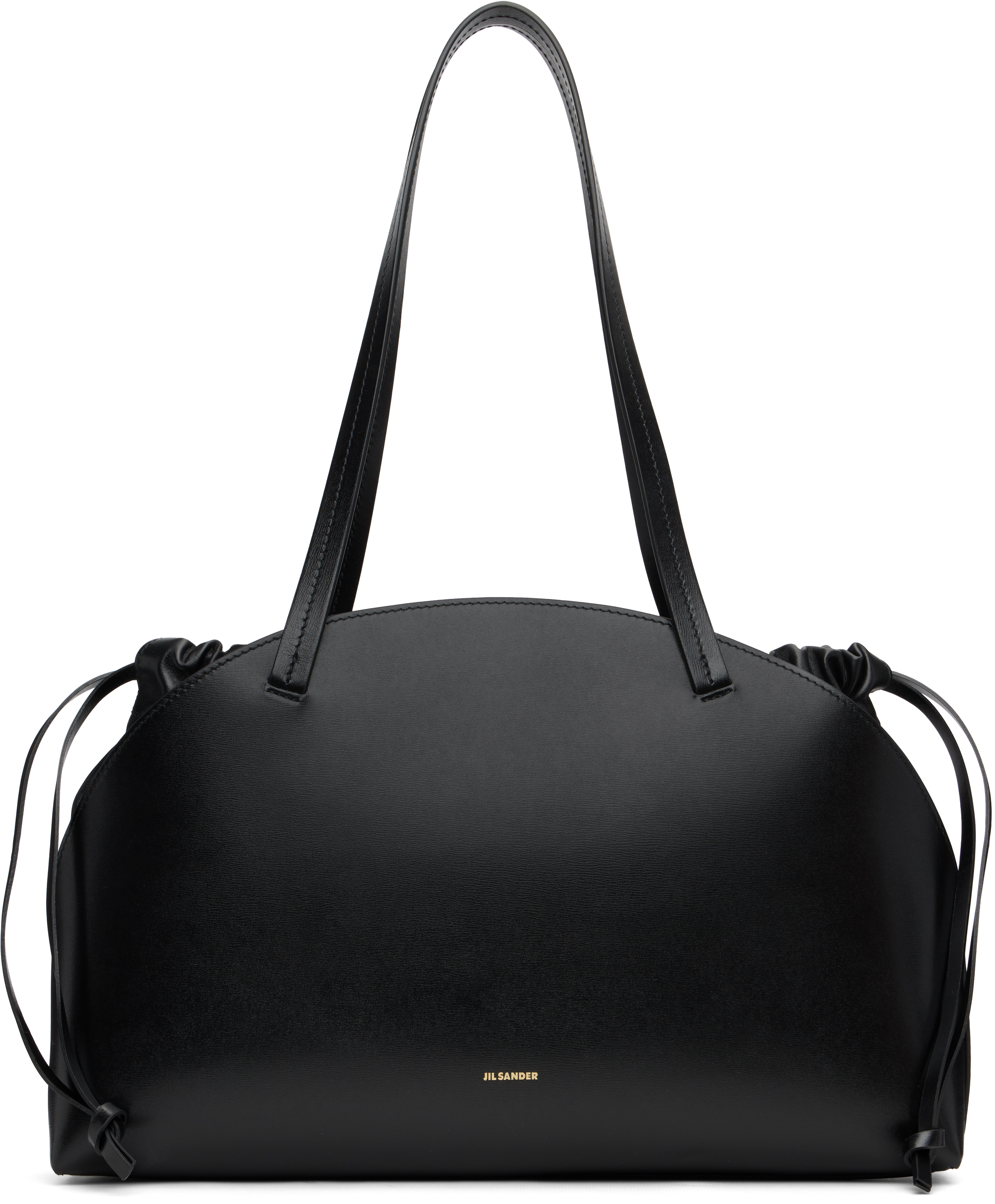 Jil Sander Black Curve Shoulder Medium Tote In Black