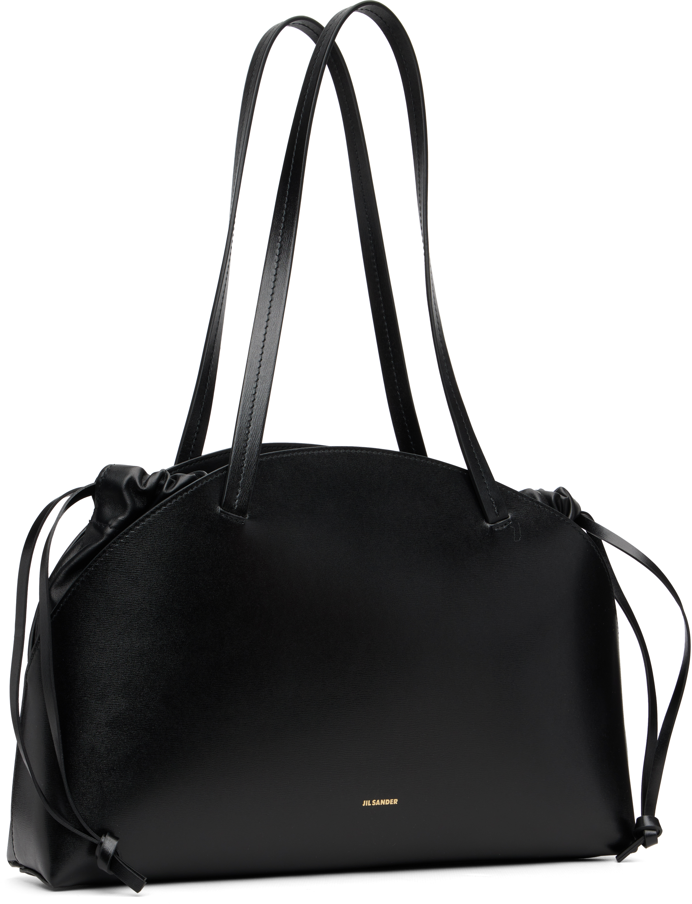 Jil Sander Black Curve Shoulder Medium Tote In Black