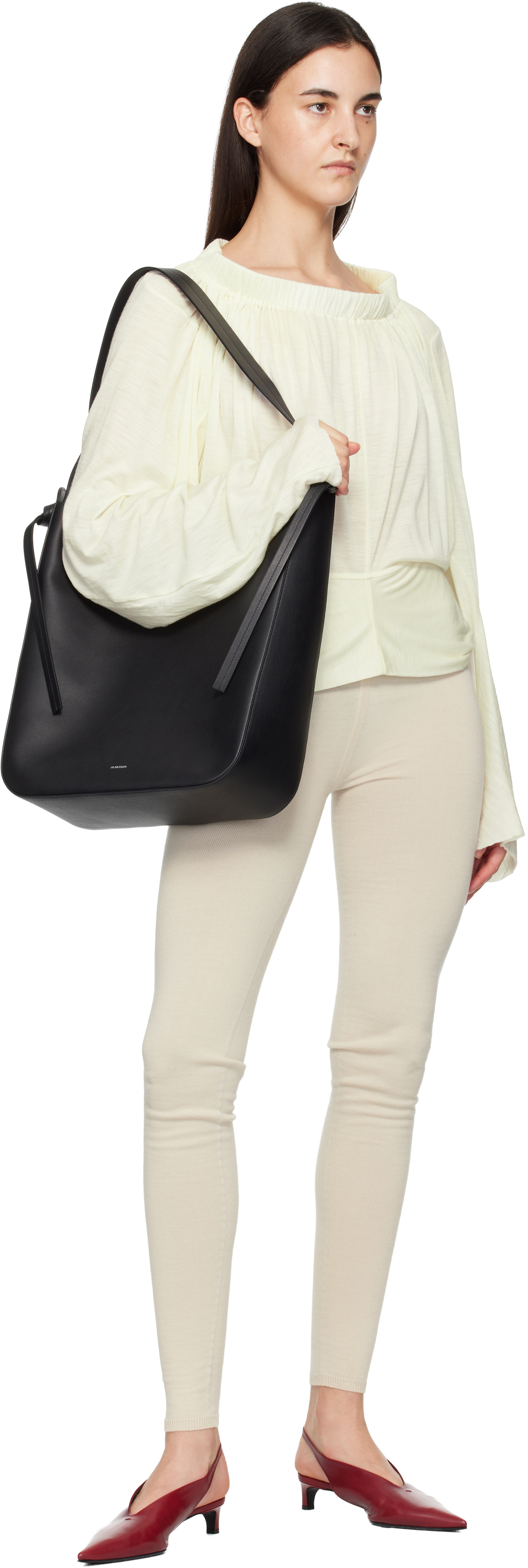 Jil Sander Black Knot Shopper Tote In Black