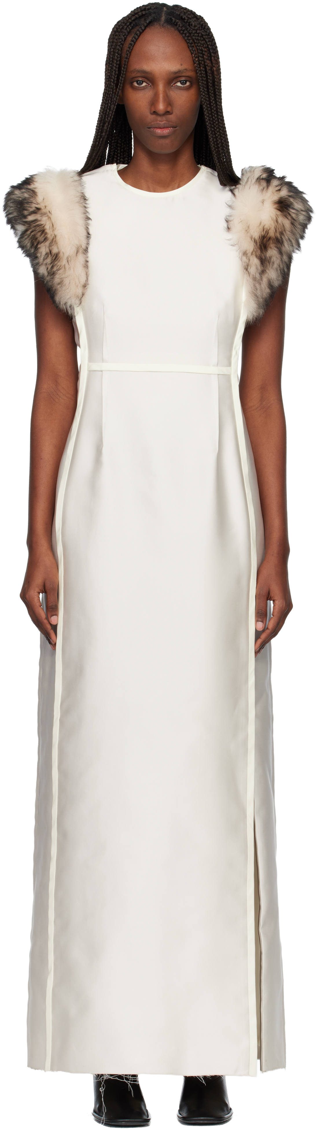 Jil Sander Off-white Silk Poly Duchesse Maxi Dress