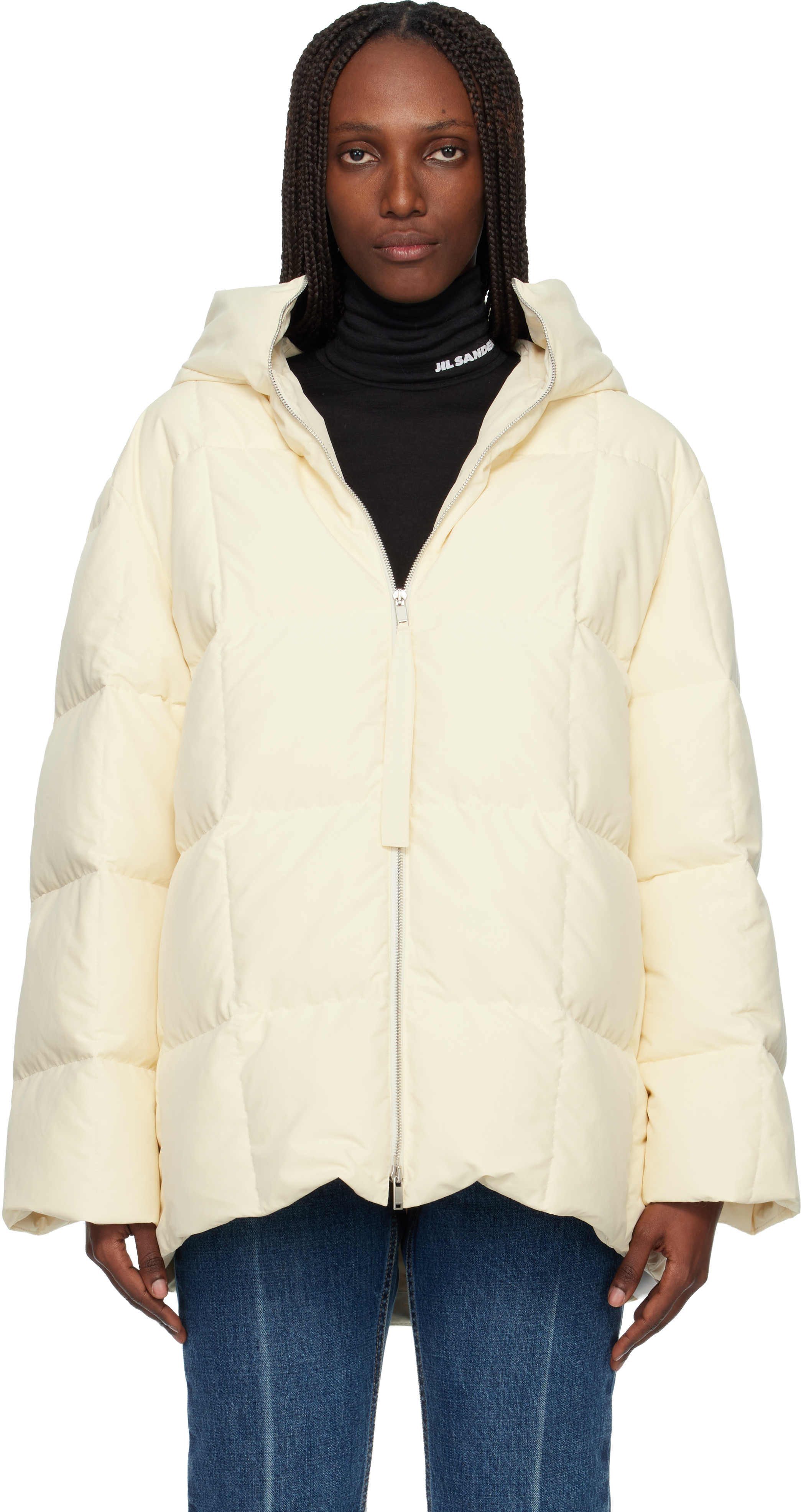 Jil Sander Off-white Quilted Down Jacket In Neutral