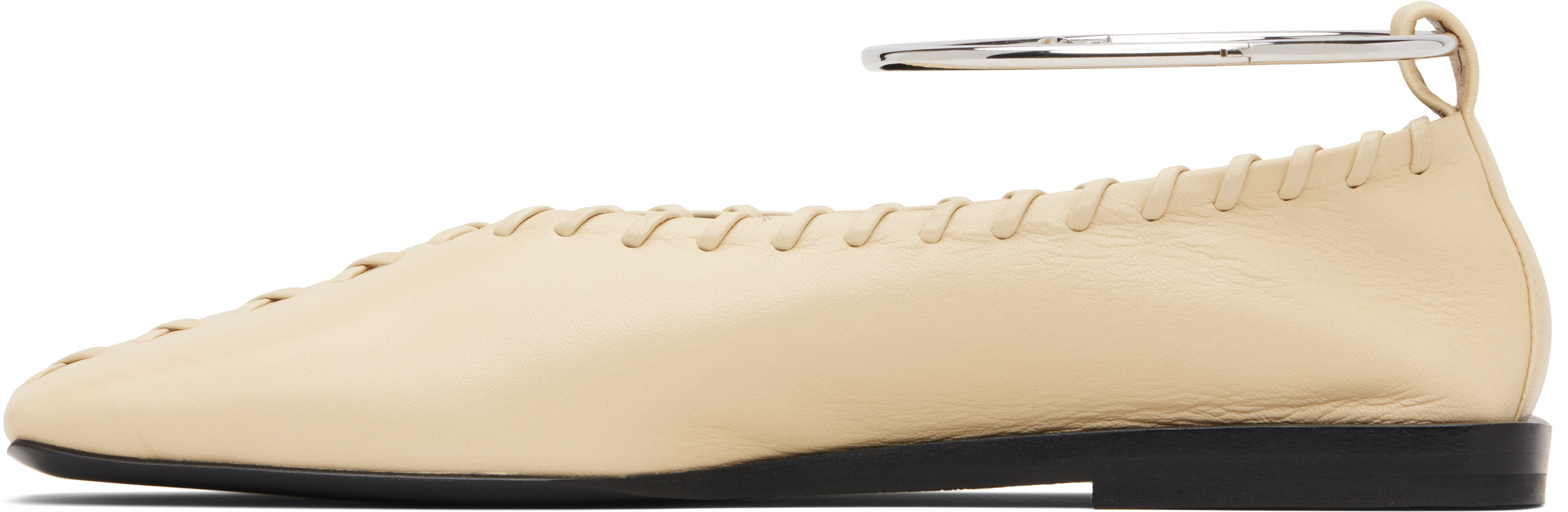 Jil Sander Beige Ring Ballerina Flats In Neutral