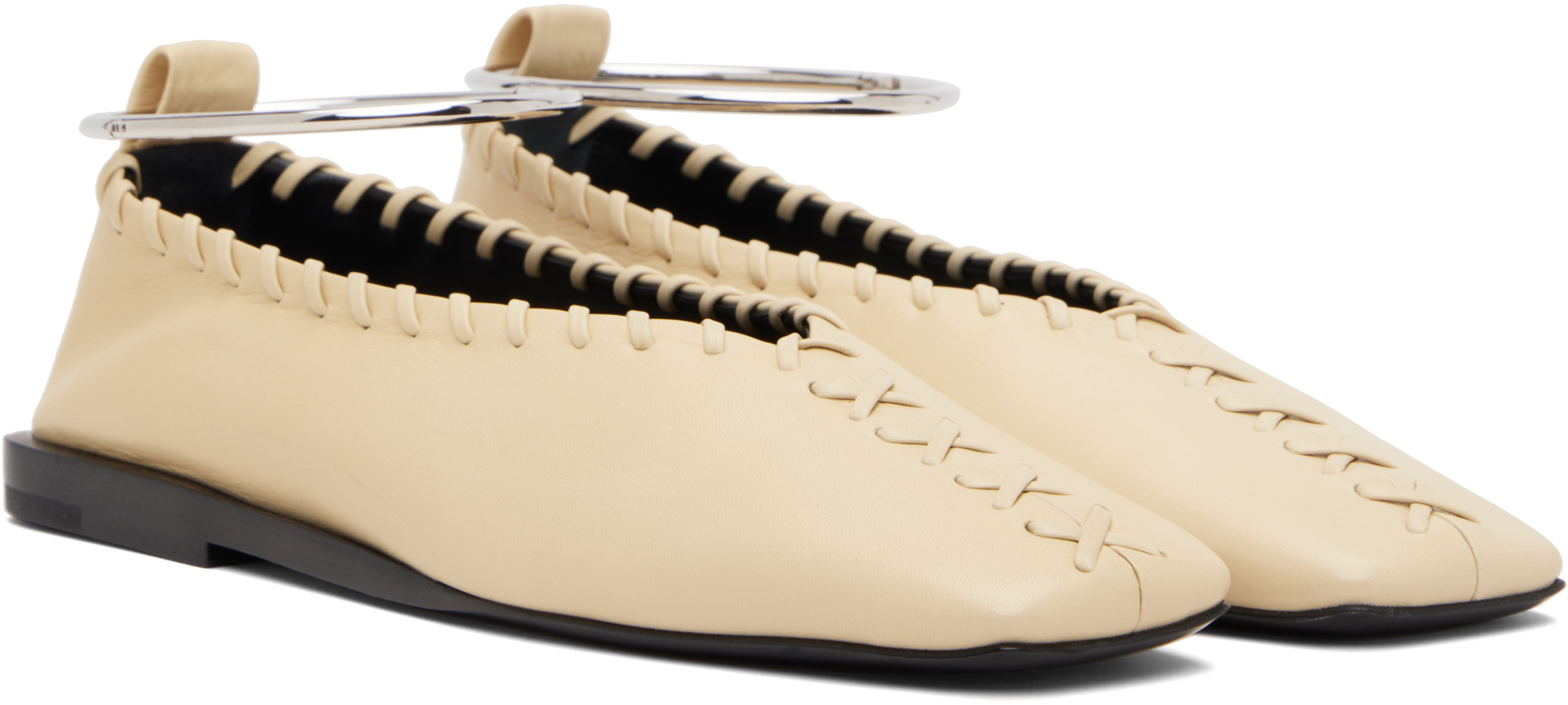 Jil Sander Beige Ring Ballerina Flats In Neutral