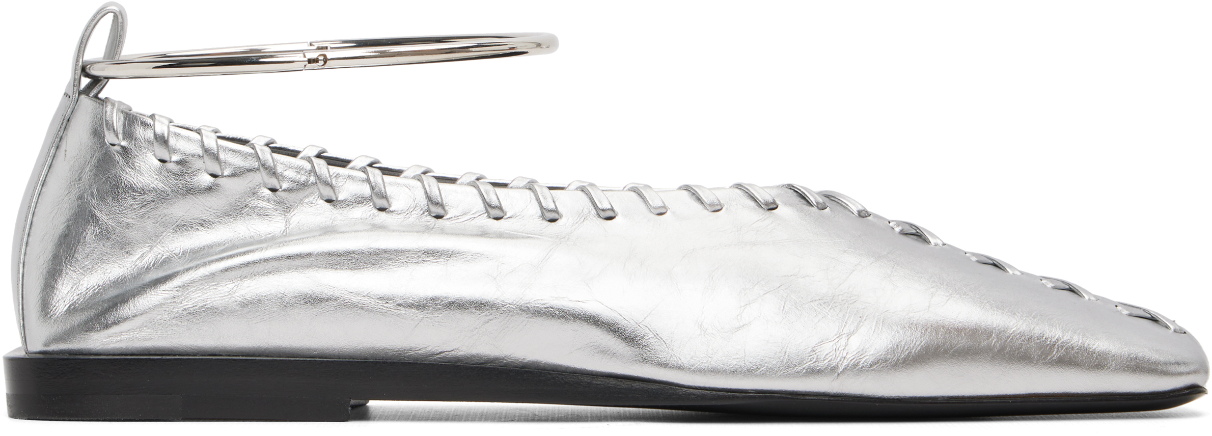 Jil Sander: Silver Ring Ballerina Flats | SSENSE