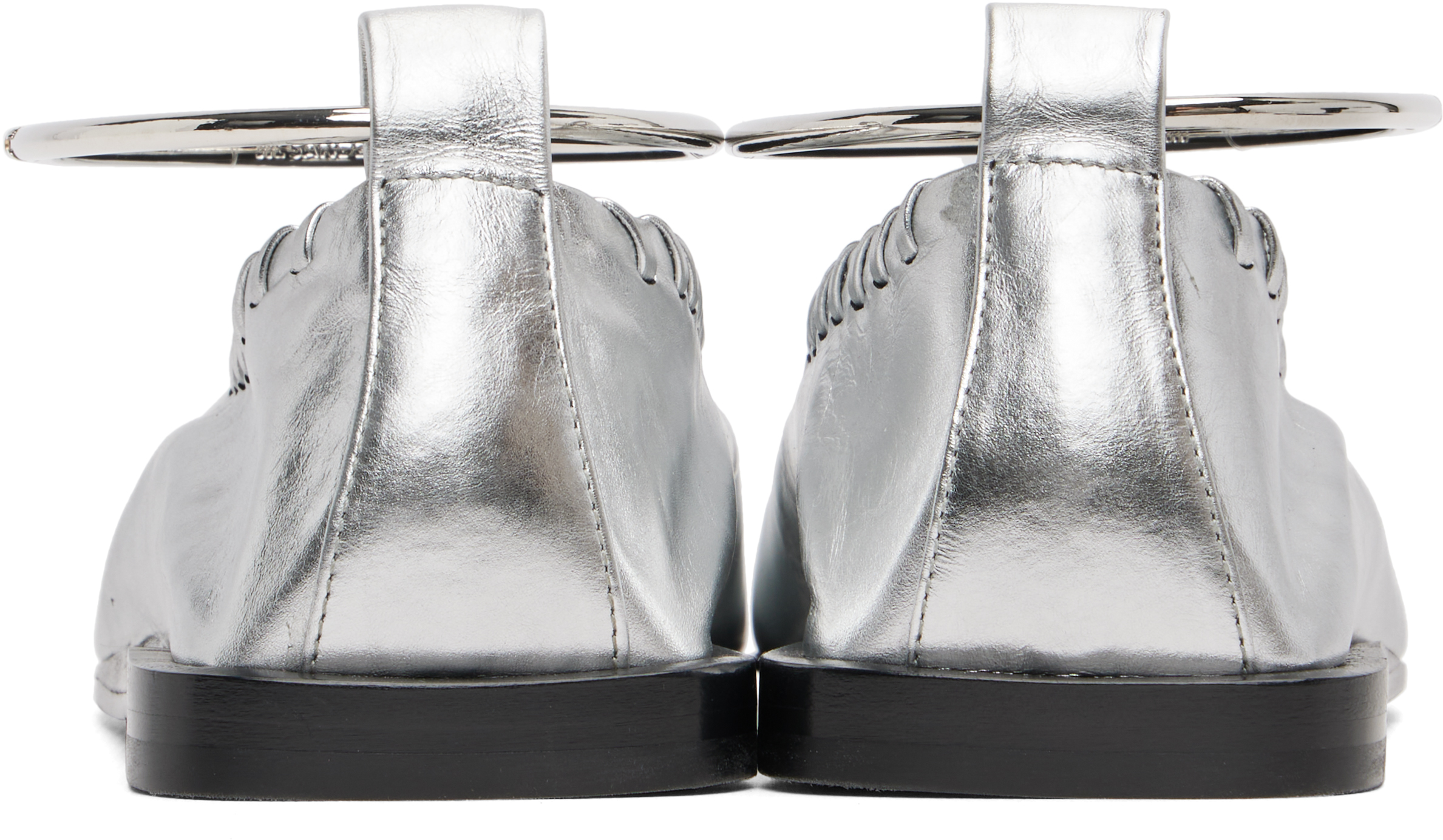 Jil Sander Silver Ring Ballerina Flats In Silver