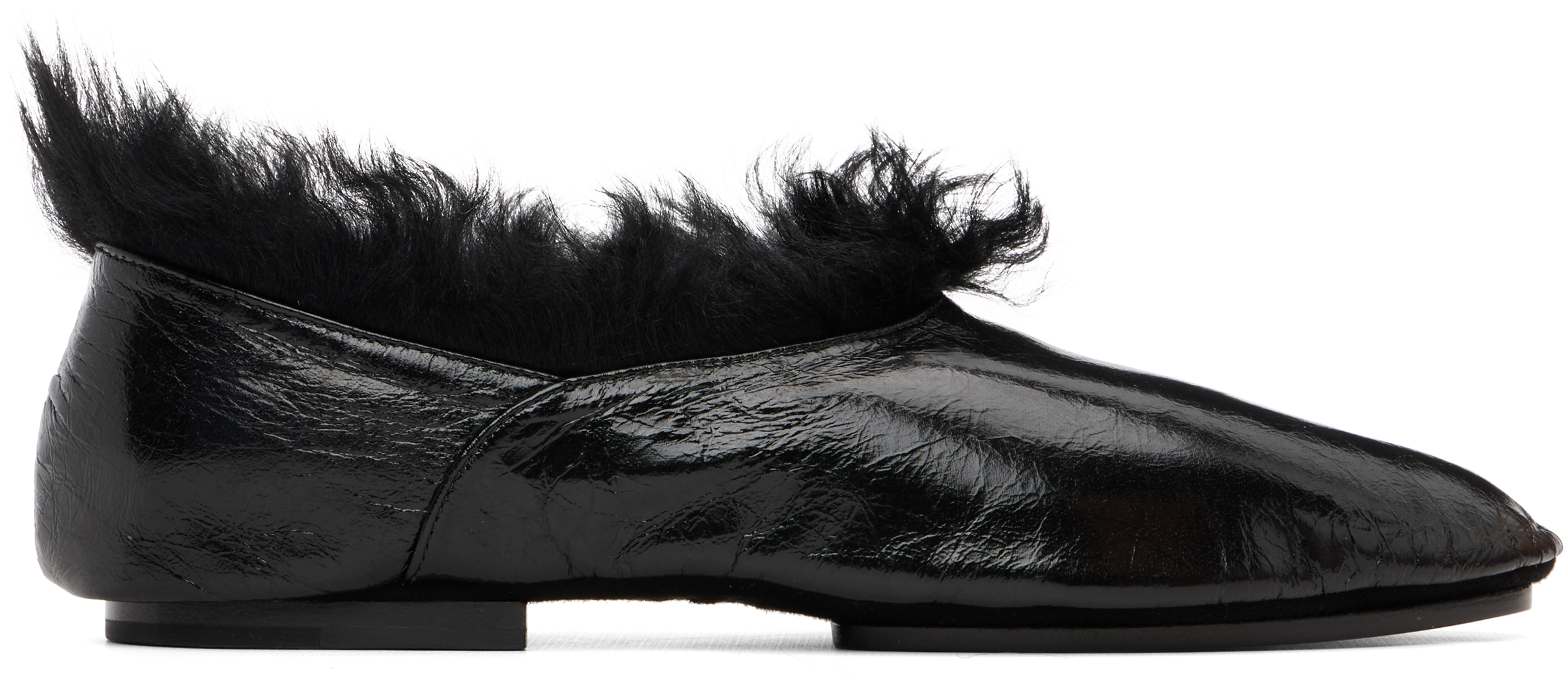 Jil Sander Black Deerskin Slippers In Black