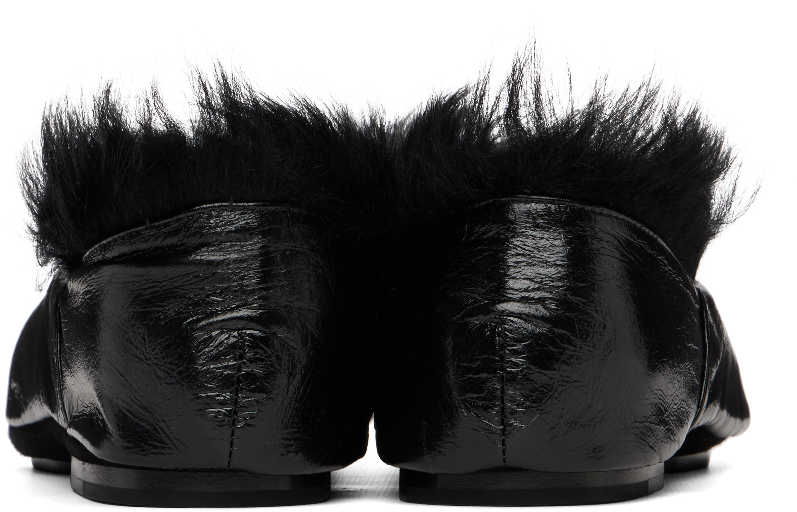 Jil Sander Black Deerskin Slippers In Black