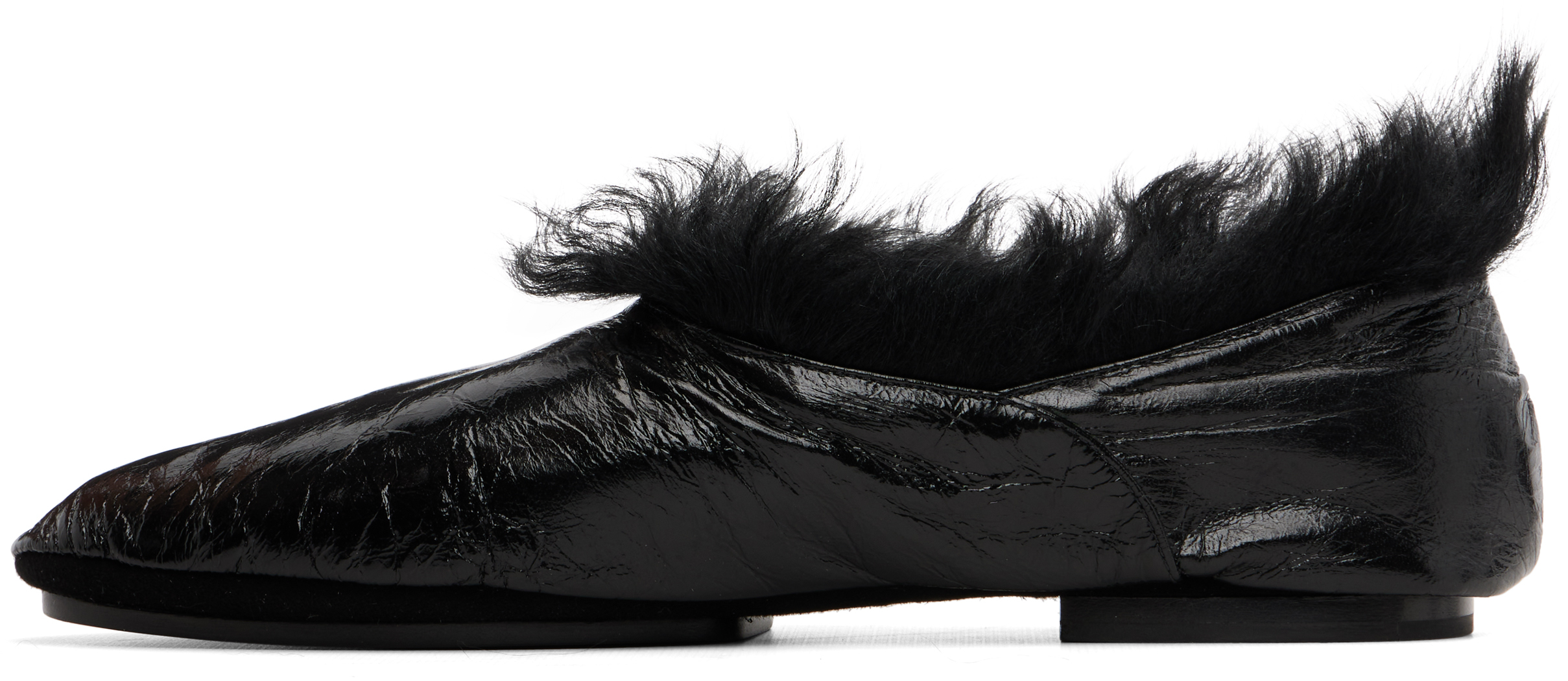 Jil Sander Black Deerskin Slippers In Black