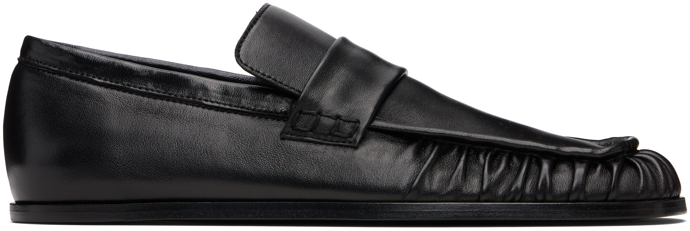 JIL SANDER ブラックレザー エナメル　ローファー　38 1/2 Jil Sander レザーローファー | ブラック | FARFETCH JP