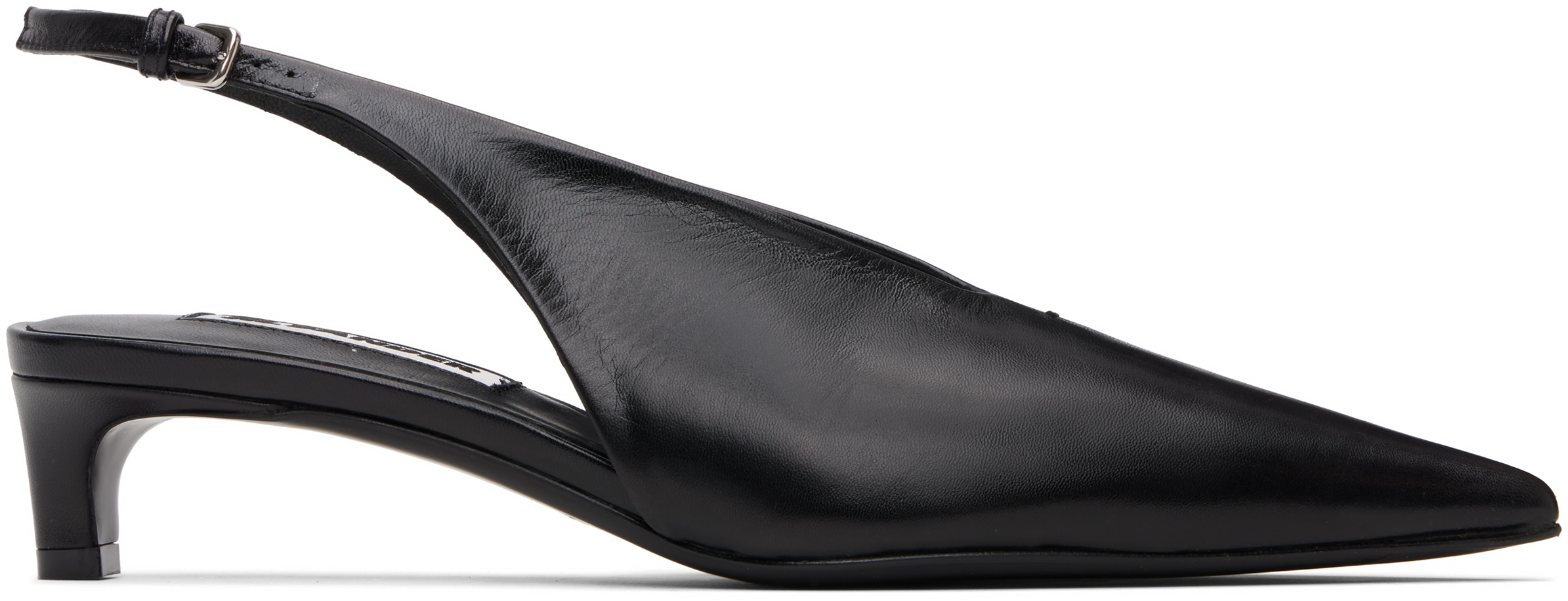 Jil Sander 35 Leather Slingback Pumps In Black