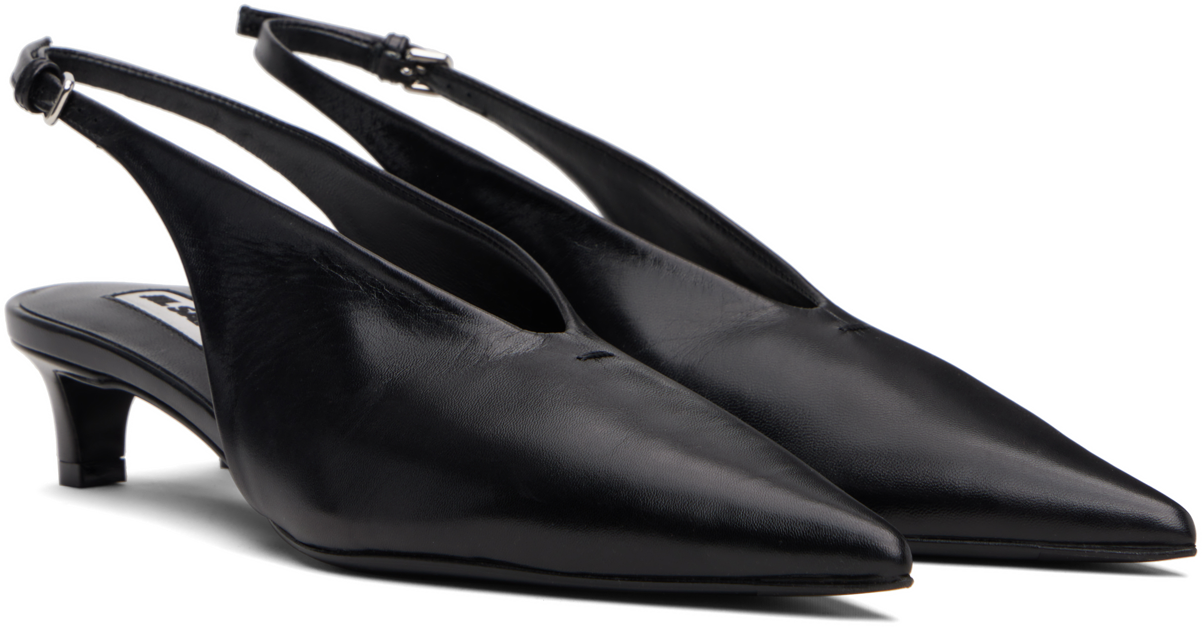 Jil Sander 35 Leather Slingback Pumps In Black