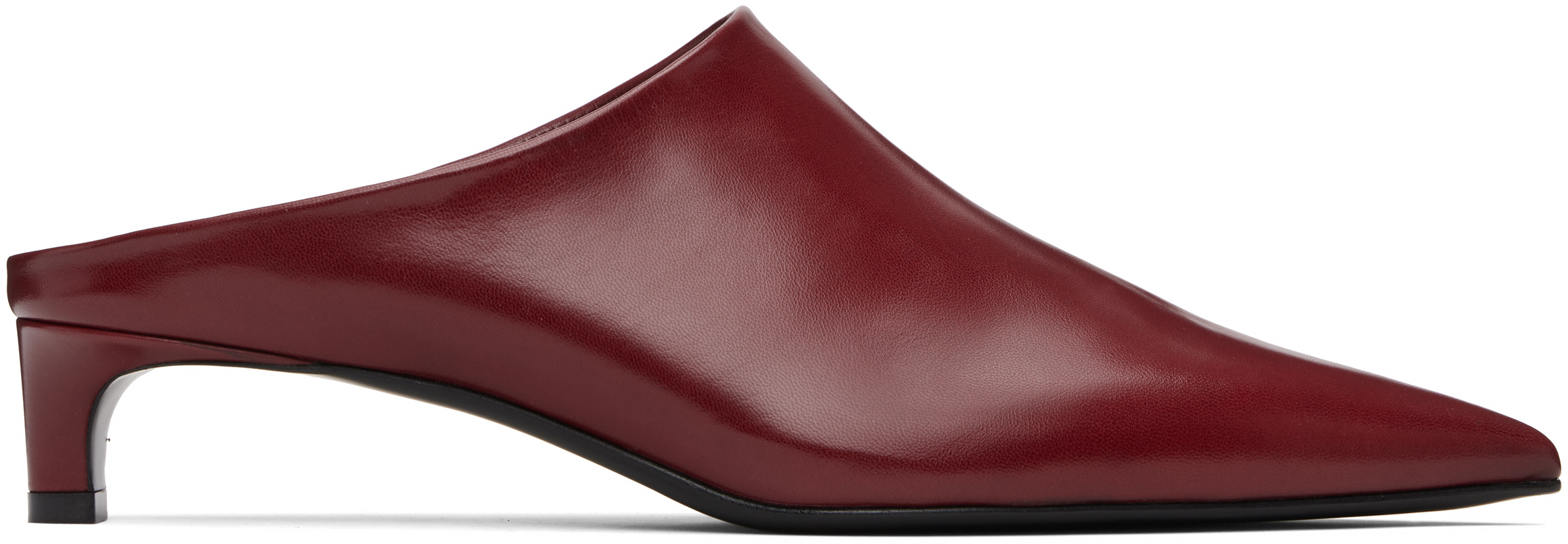 Jil Sander: レッド ポインテッドトゥ ヒール ミュール | SSENSE 日本