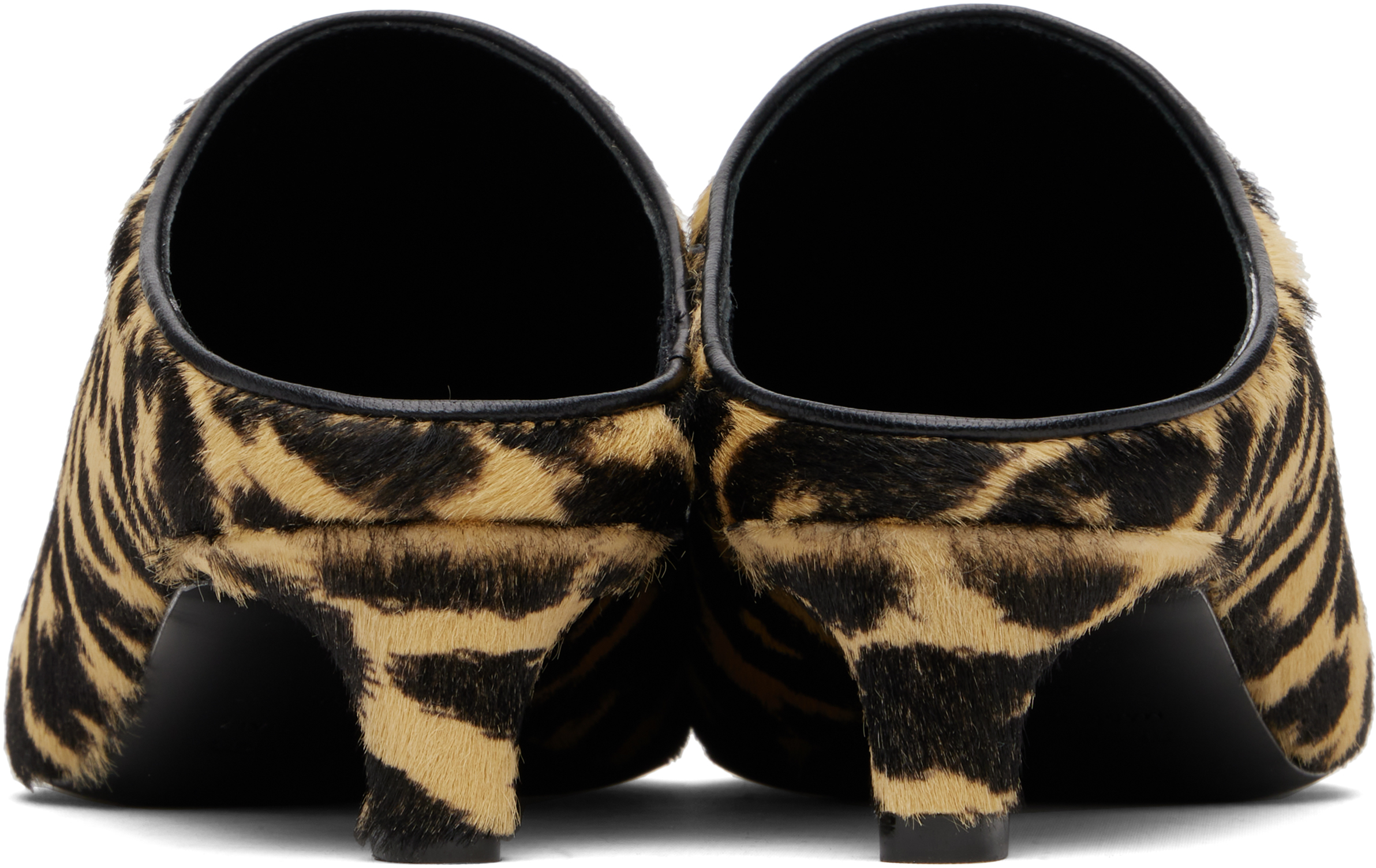 Jil Sander Beige & Black Pointed Toe Mule Heels