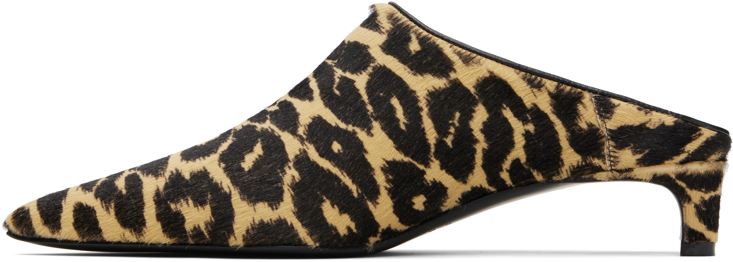 Jil Sander Beige & Black Pointed Toe Mule Heels