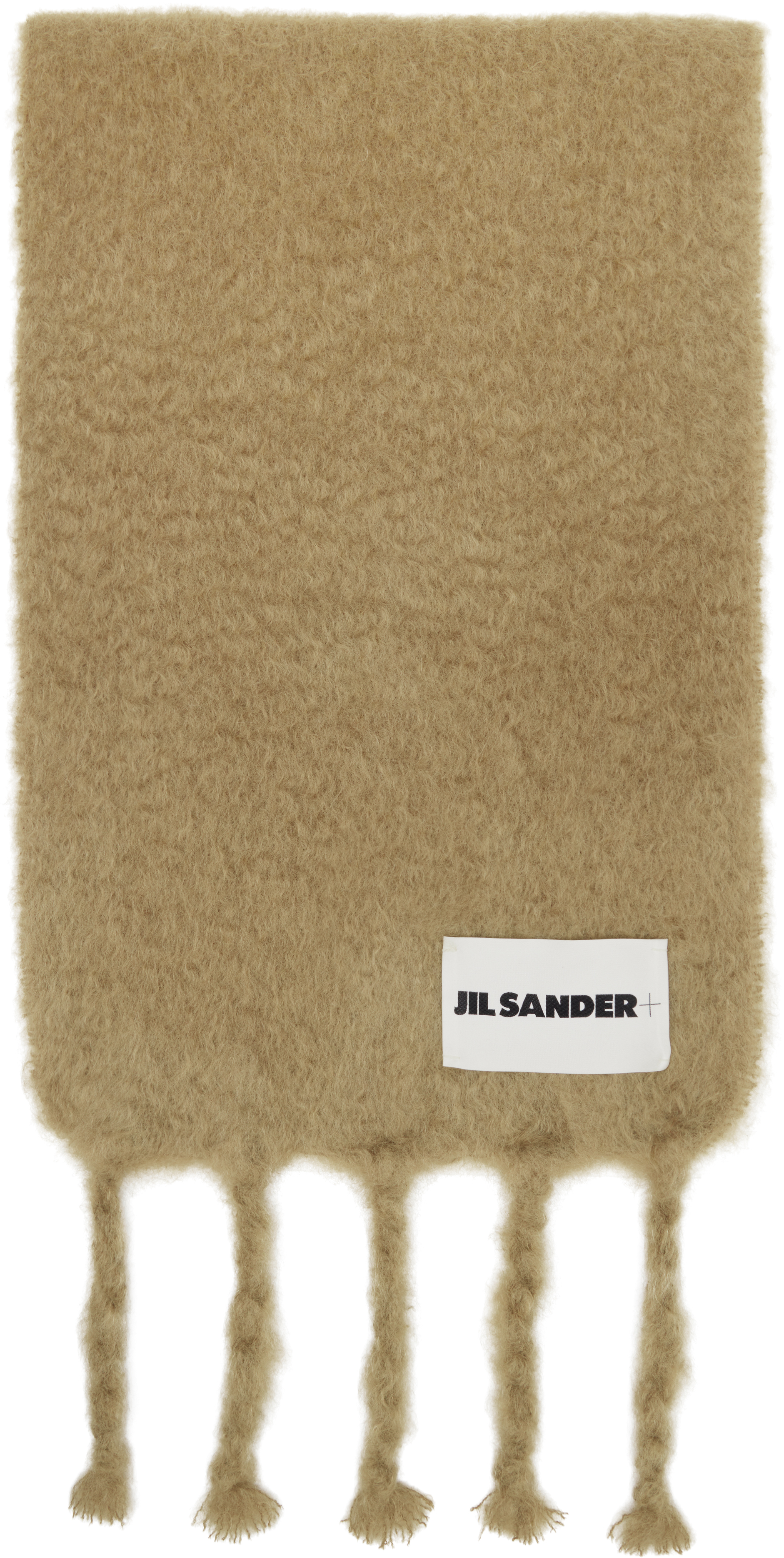 Jil Sander Beige Wide Wool Blend Scarf In Brown