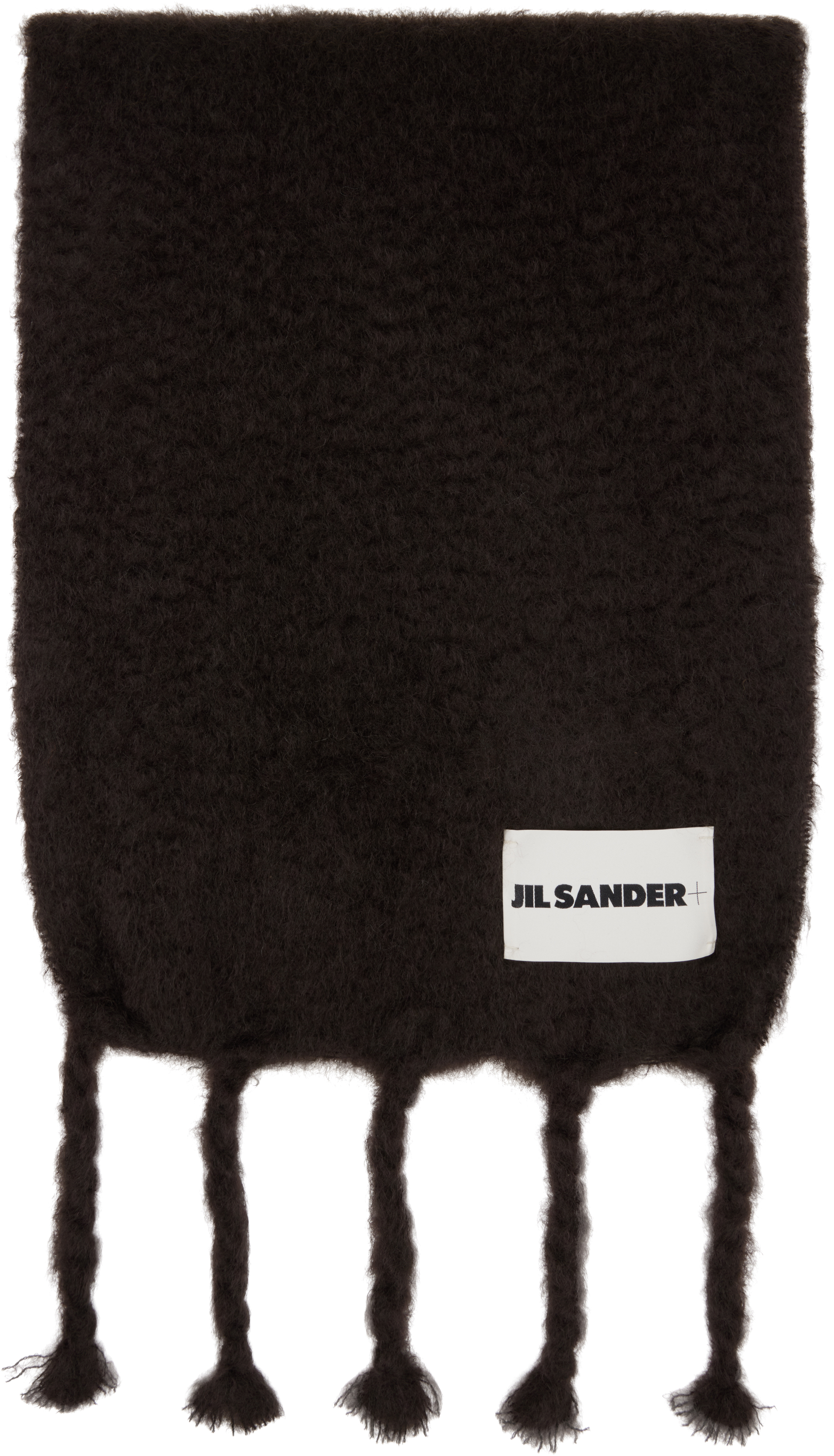 Jil Sander Brown Wide Wool Blend Scarf