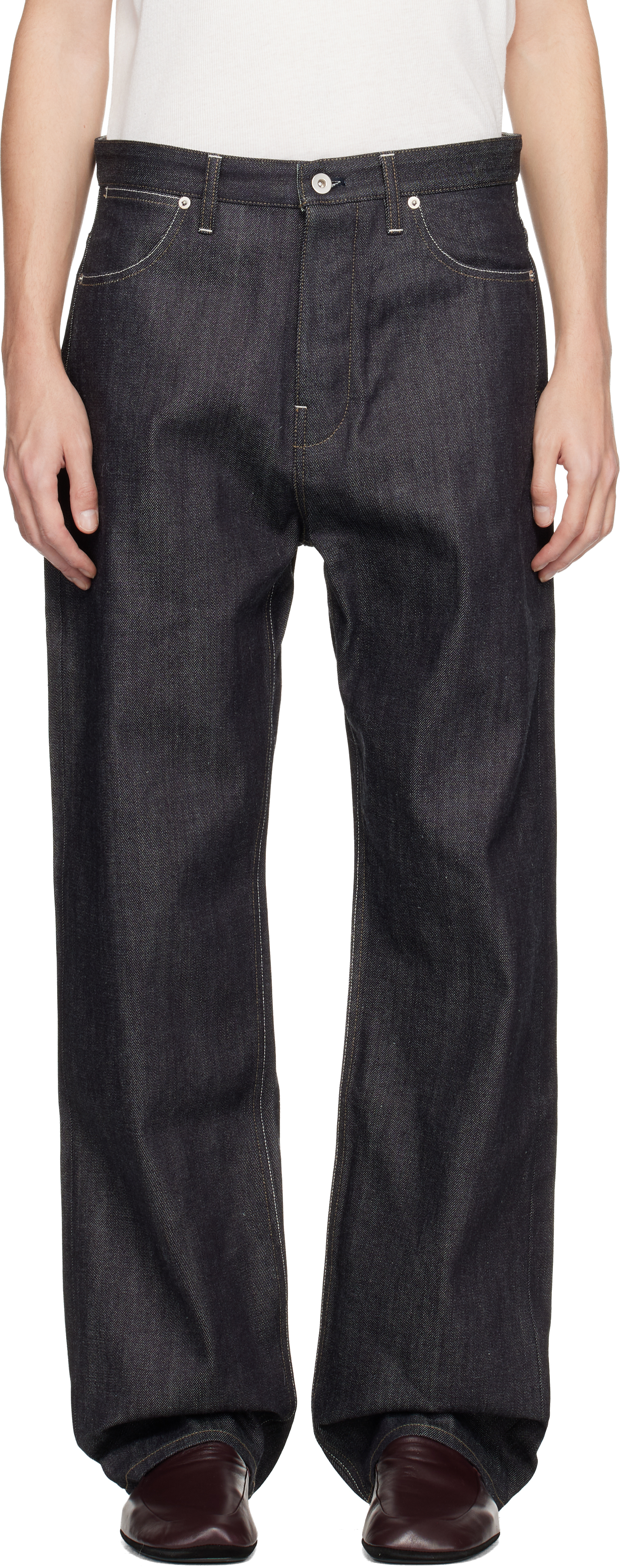 Jil Sander Navy Loose Jeans In Black