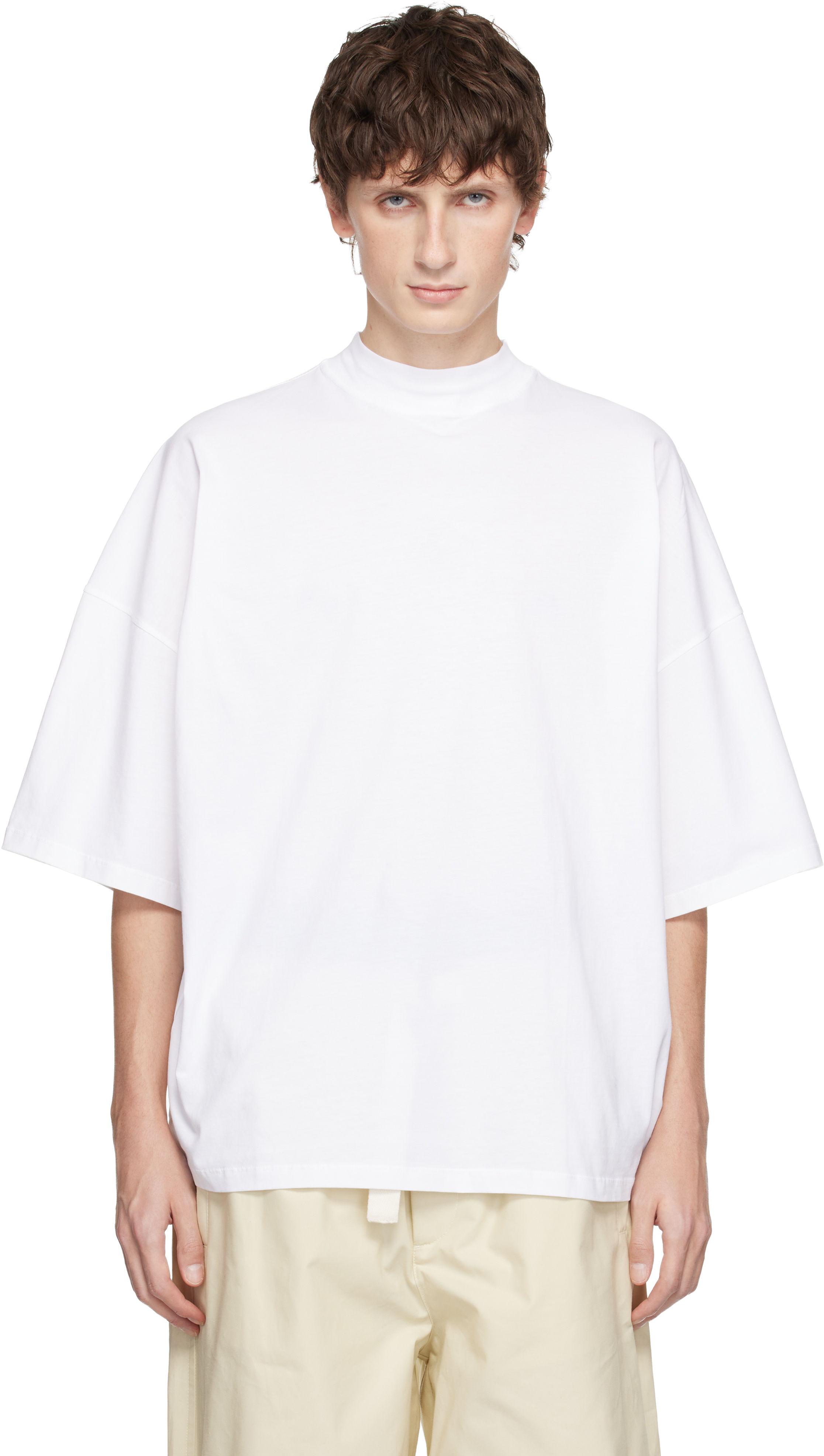 Jil Sander: White Cotton Mock-Neck T-shirt | SSENSE