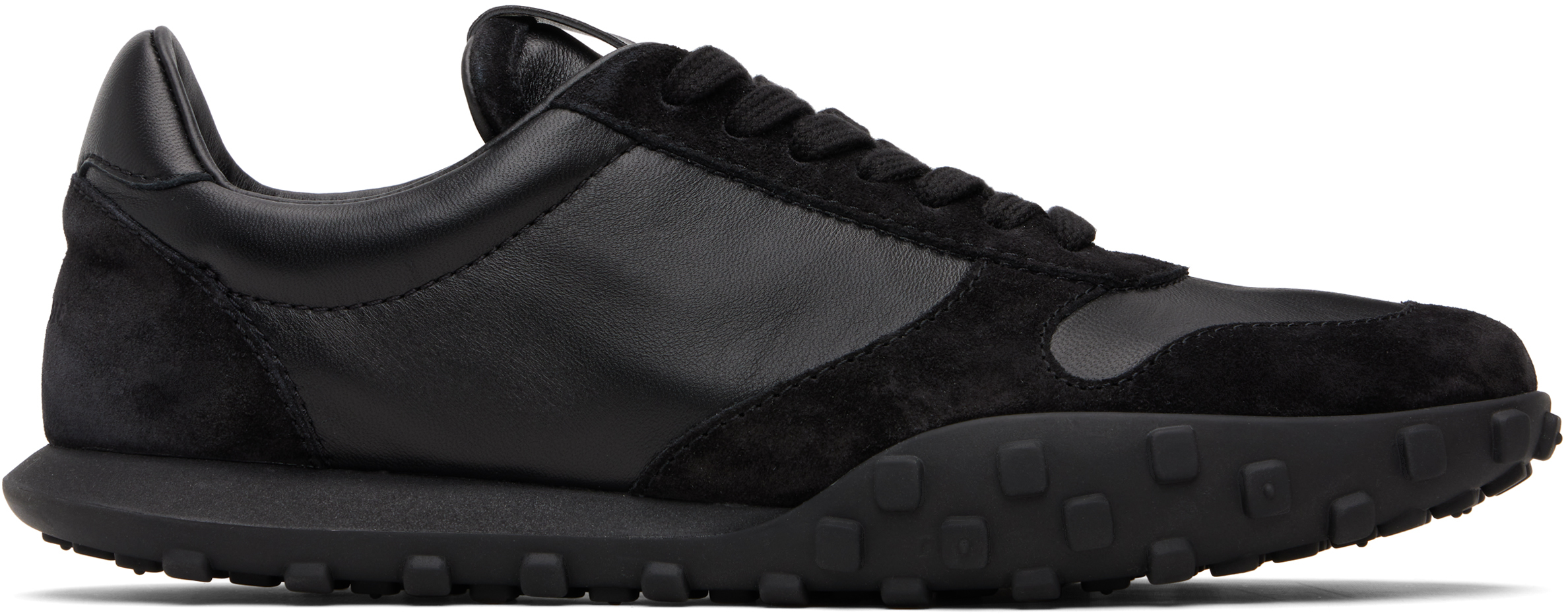 Jil Sander Suede Panel Round Toe Rubber Sole Sneakers In Black