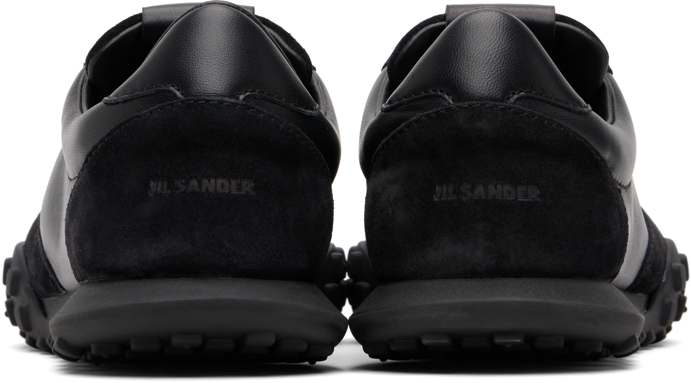 Jil Sander Suede Panel Round Toe Rubber Sole Sneakers In Black