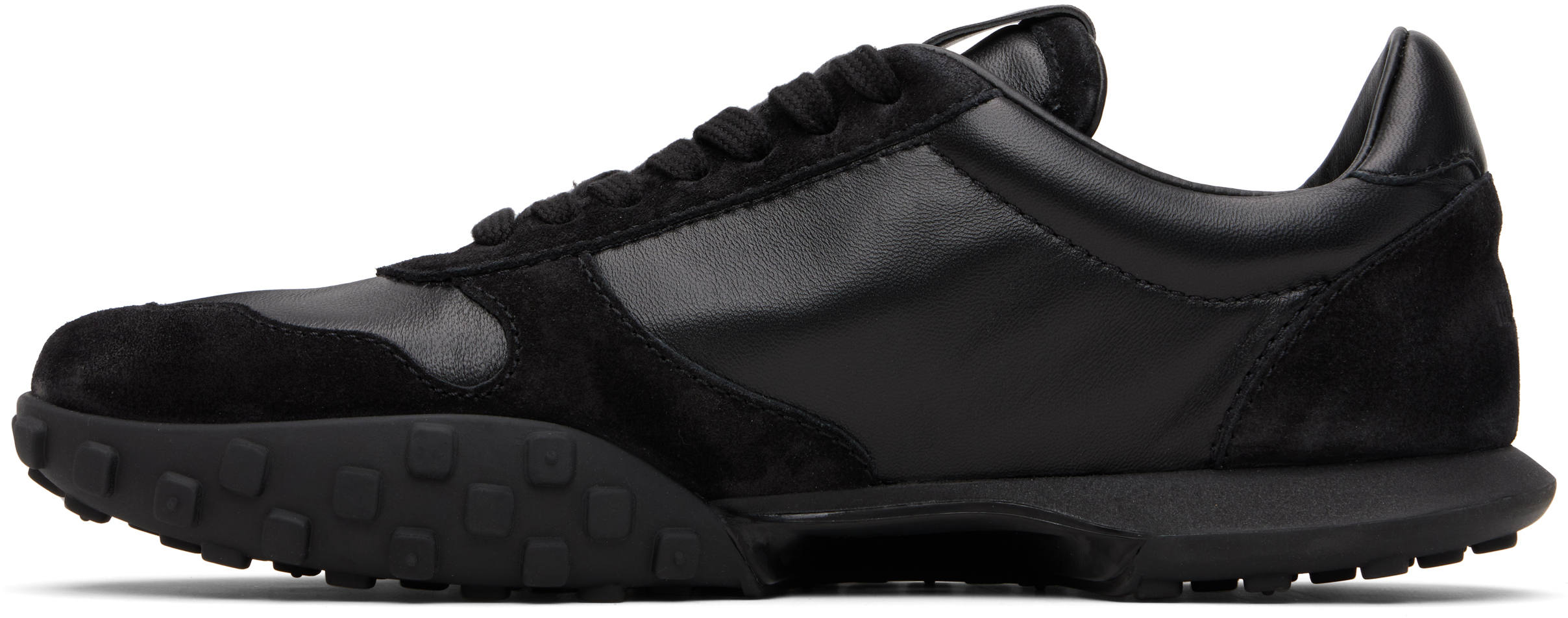 Jil Sander Suede Panel Round Toe Rubber Sole Sneakers In Black
