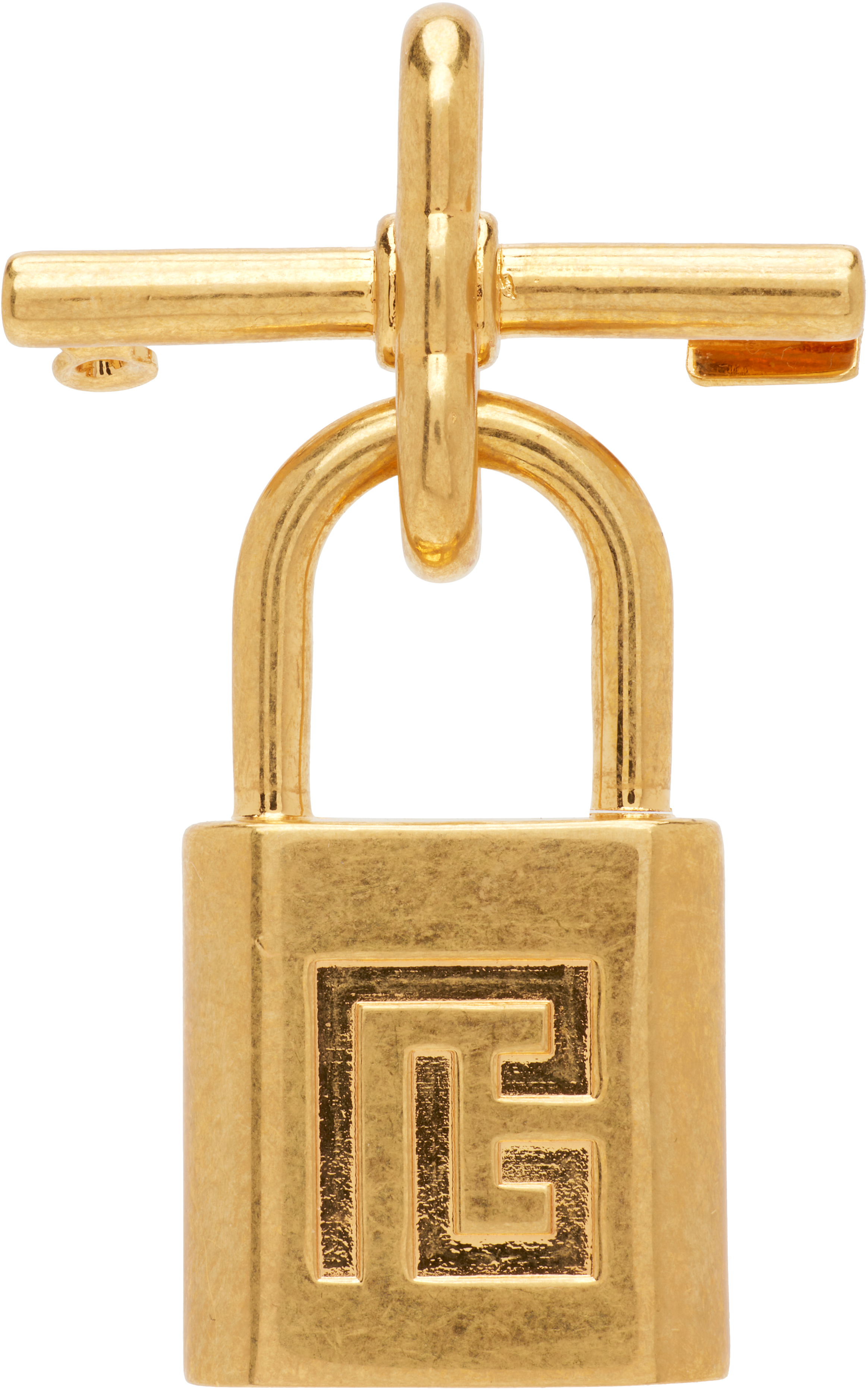 Balmain Brass Pulse Padlock Brooch In Gold